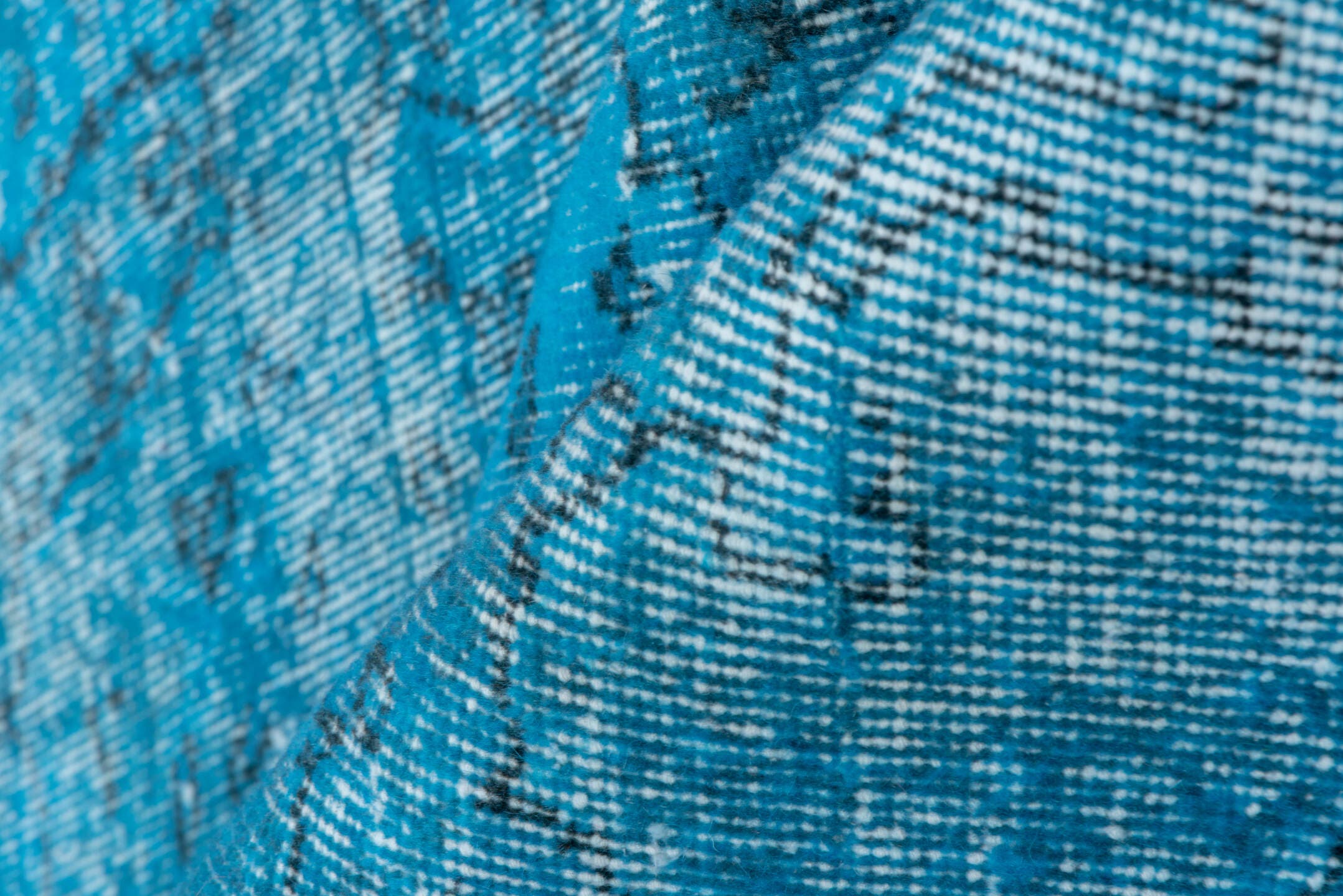 5' x 9' one-of-a-kind handmade antique Overdyed medium size rug. Color palette: turquoise, aqua, teal, ivory, charcoal, gray