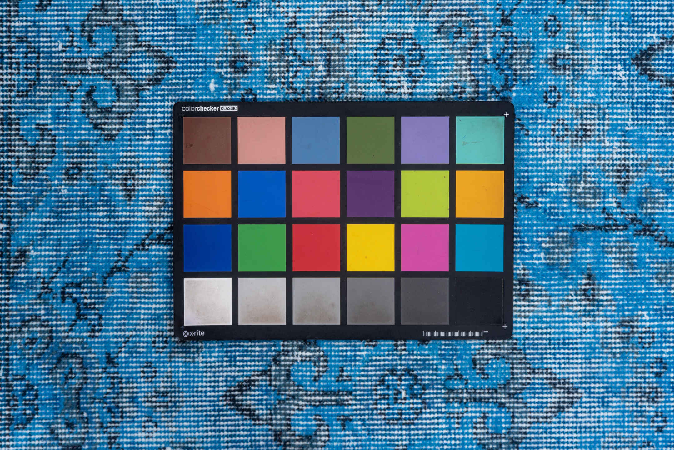 5' x 9' one-of-a-kind handmade antique Overdyed medium size rug. Color palette: sky blue, azure, slate, charcoal, ivory