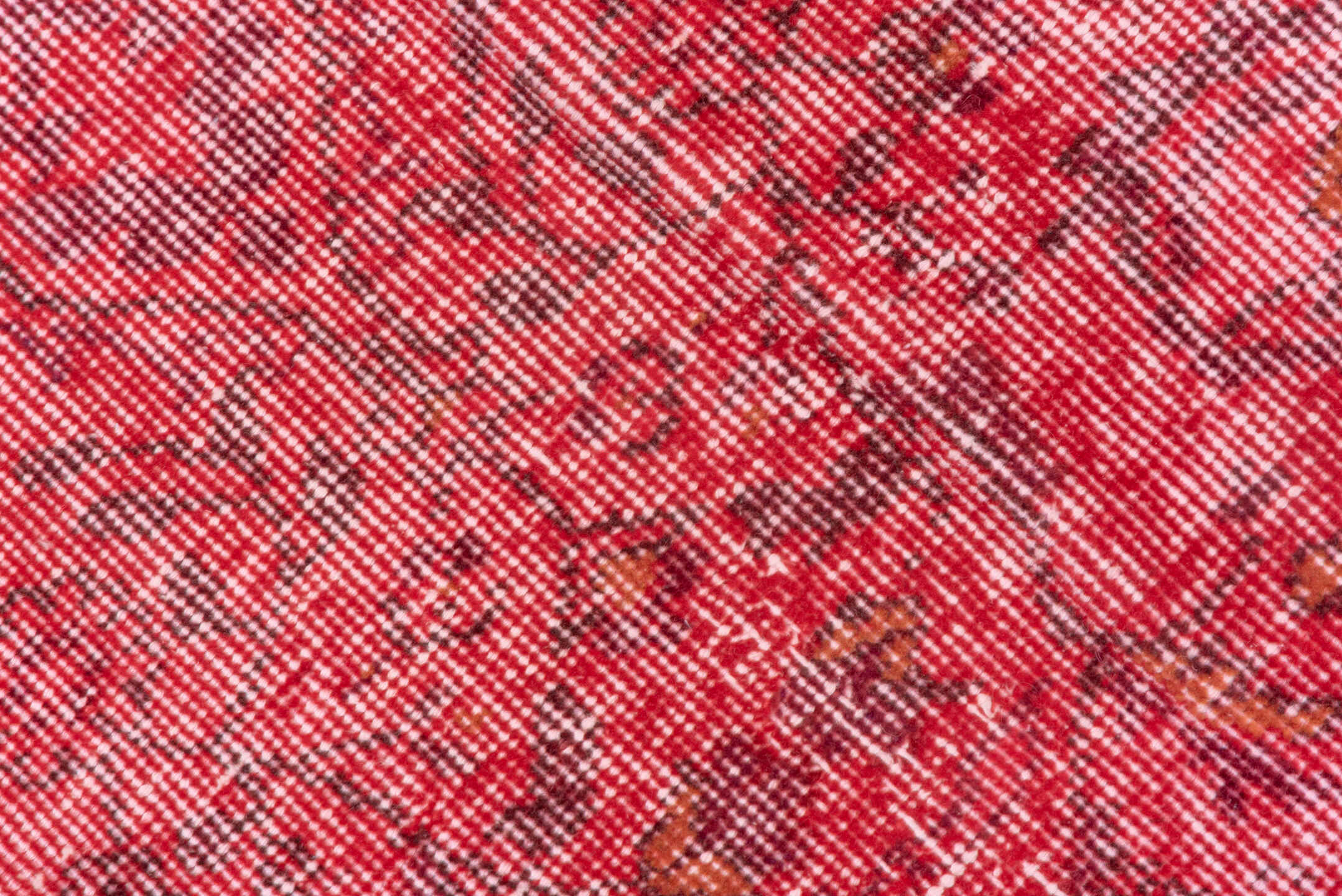 5' x 8' one-of-a-kind handmade vintage Overdyed medium size rug. Color palette: brown, indian red, light coral, light pink