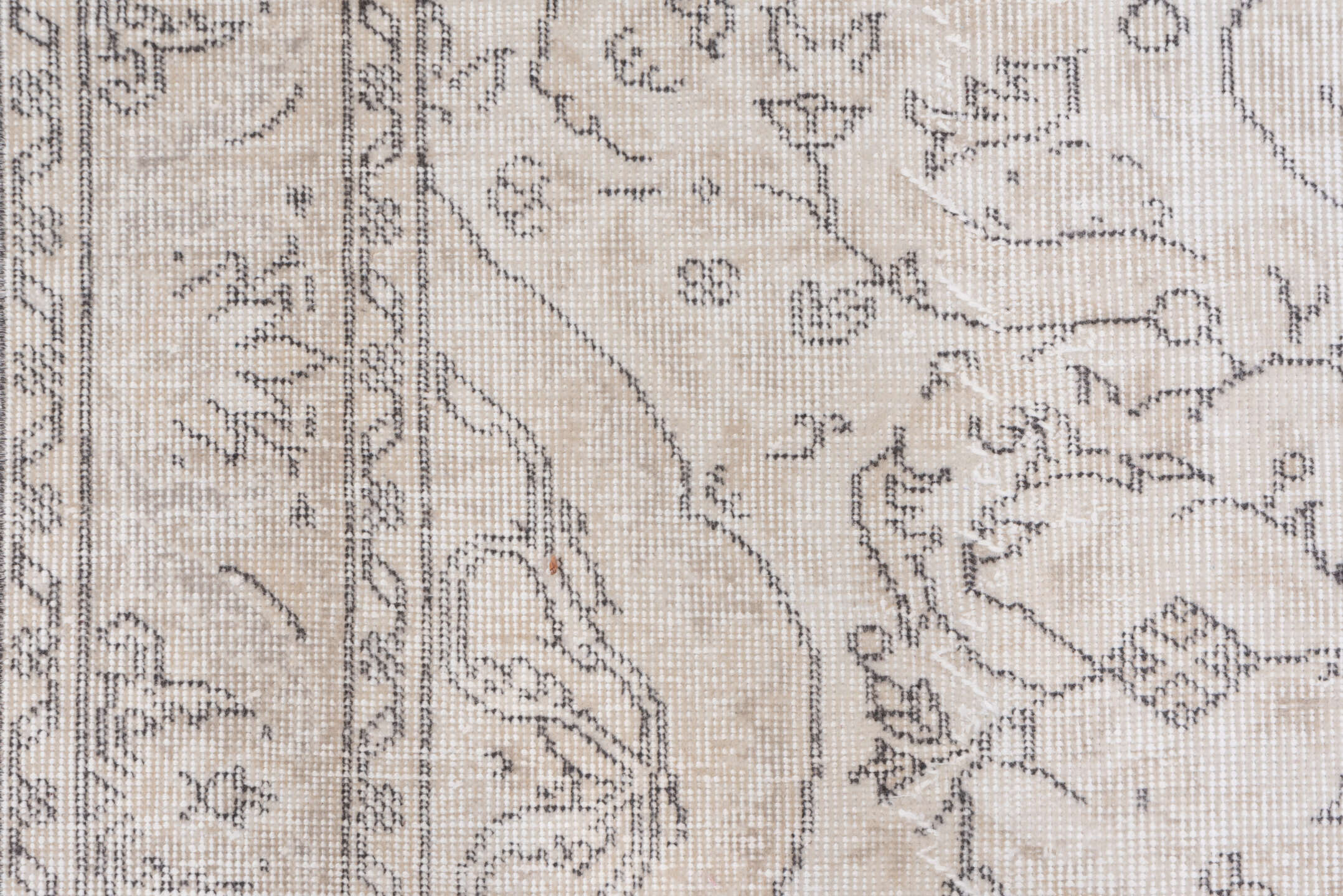5' x 9' one-of-a-kind handmade antique Sparta medium size rug. Color palette: ivory, taupe, beige, cream, pale gray, gray