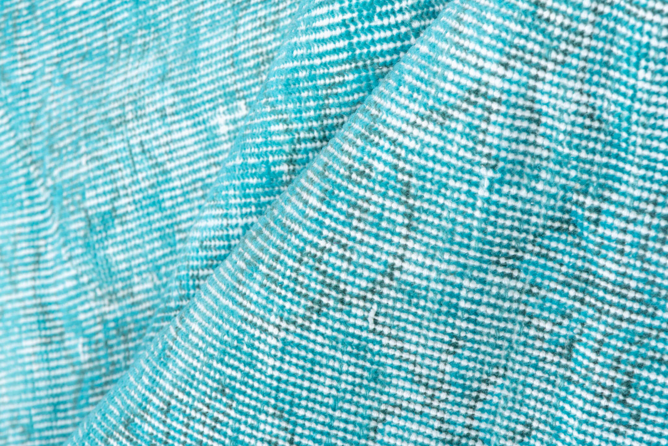 5' x 9' one-of-a-kind handmade antique Overdyed medium size rug. Color palette: aqua, turquoise, ice blue, ivory, teal