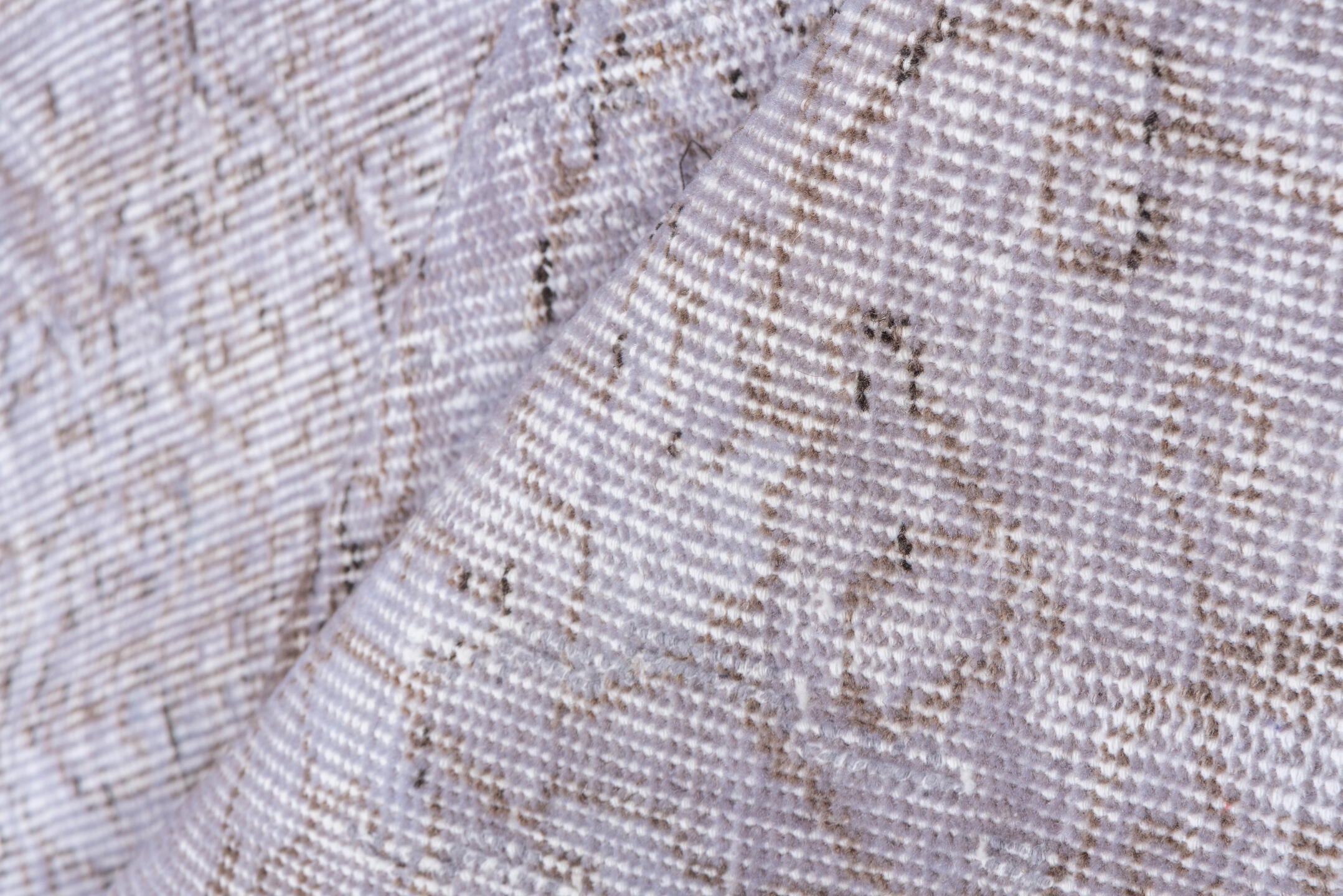 6' x 9' one-of-a-kind handmade vintage Overdyed medium size rug. Color palette: gainsboro, gray, light gray, off-white, pink