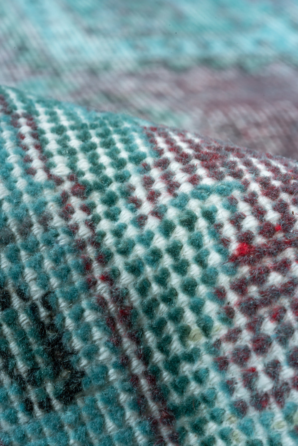 5' x 9' one-of-a-kind handmade antique Overdyed medium size rug. Color palette: turquoise, aqua, lavender, charcoal, teal