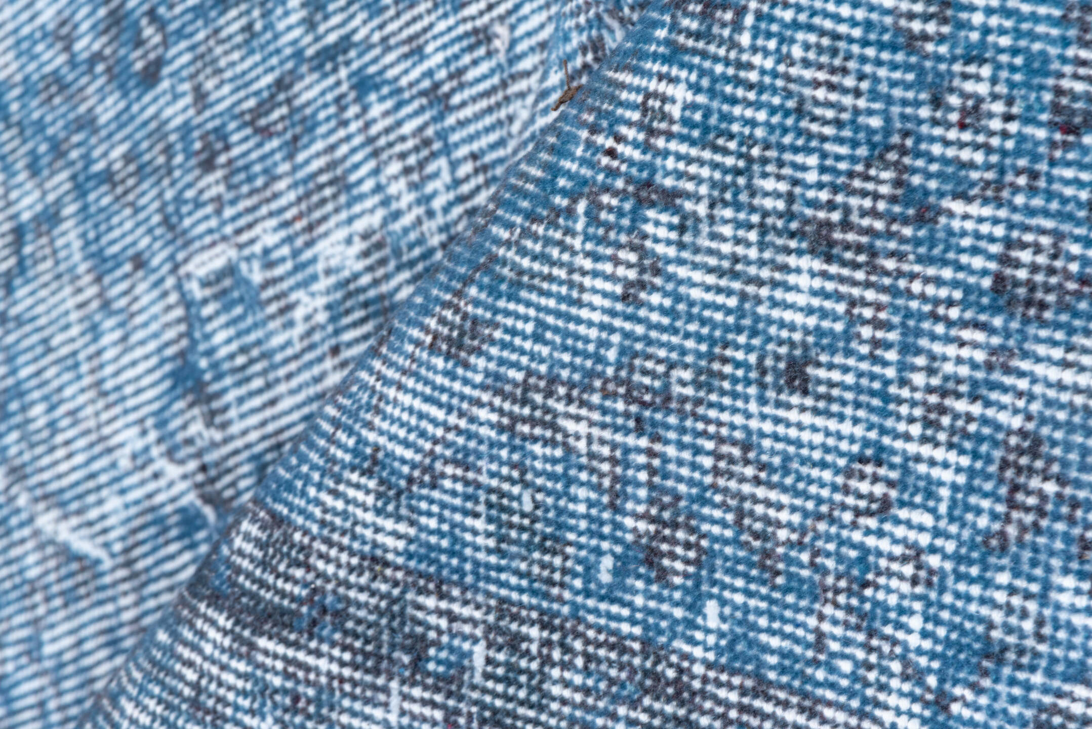 5' x 9' one-of-a-kind handmade antique Overdyed medium size rug. Color palette: sky blue, powder blue, ice blue, slate