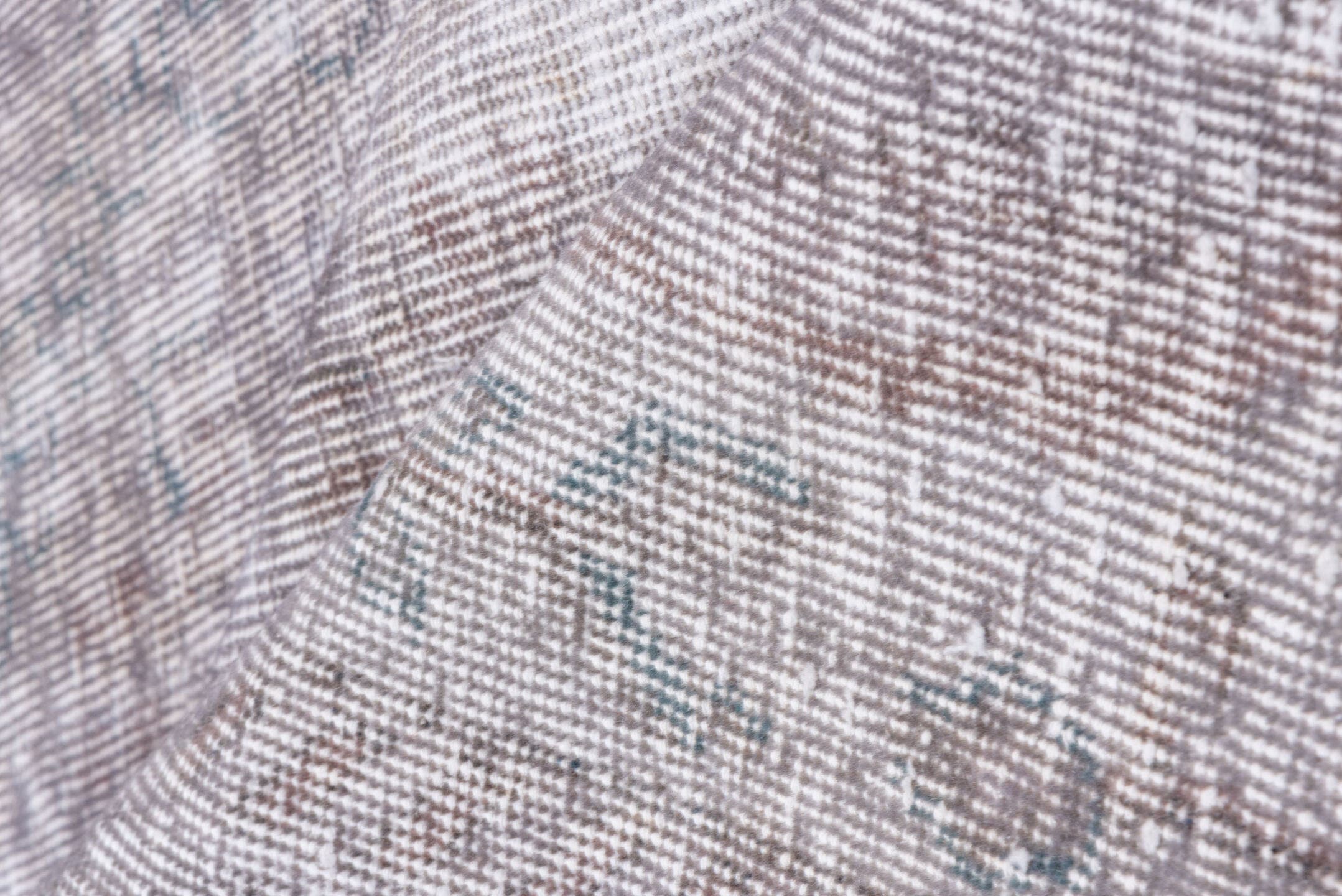 6' x 8' one-of-a-kind handmade antique Overdyed medium size rug. Color palette: ivory, taupe, beige, stone, pale gray, gray