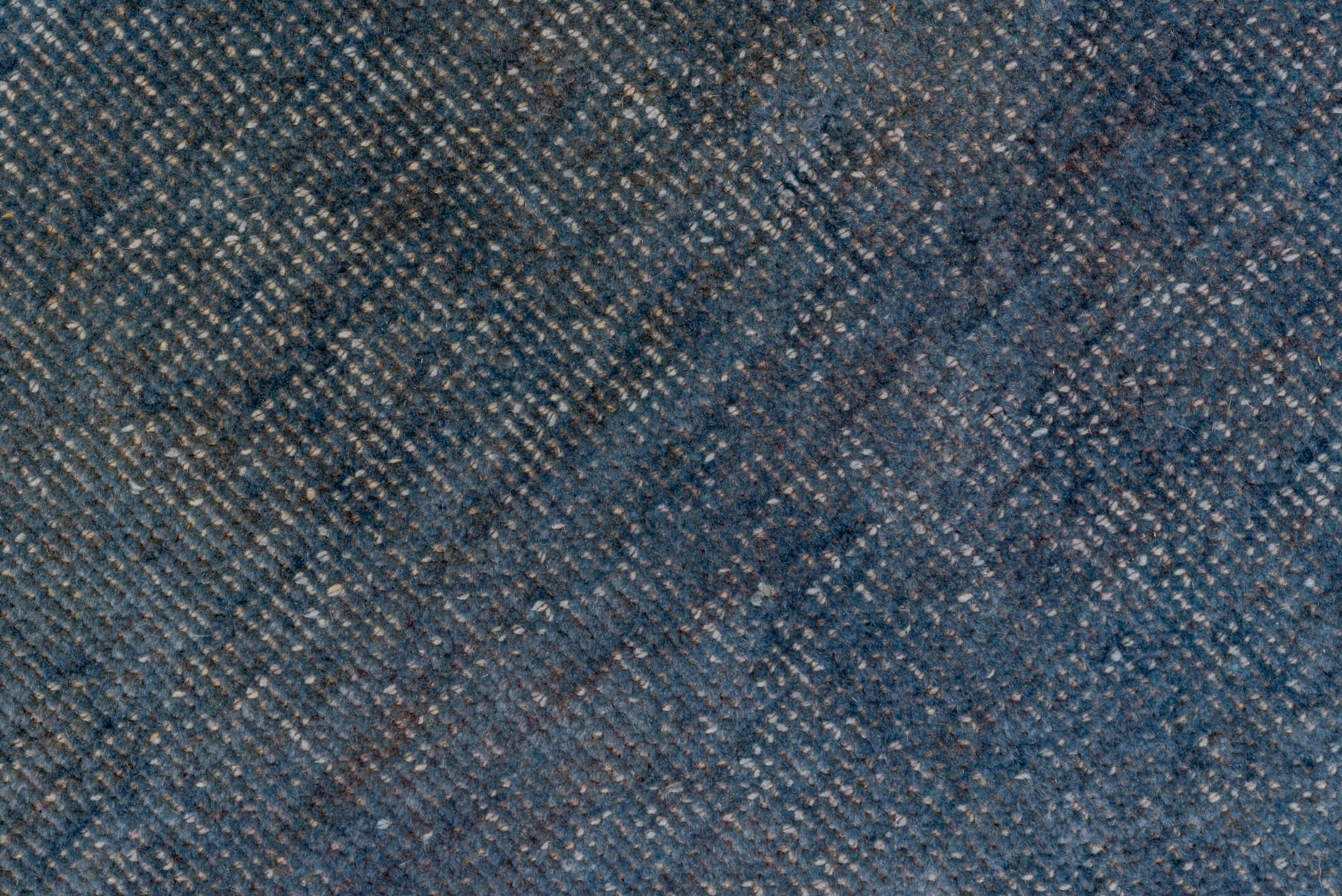 5' x 7' one-of-a-kind handmade antique Overdyed rug. Color palette: indigo, denim, slate, ivory, purple, blue, gray