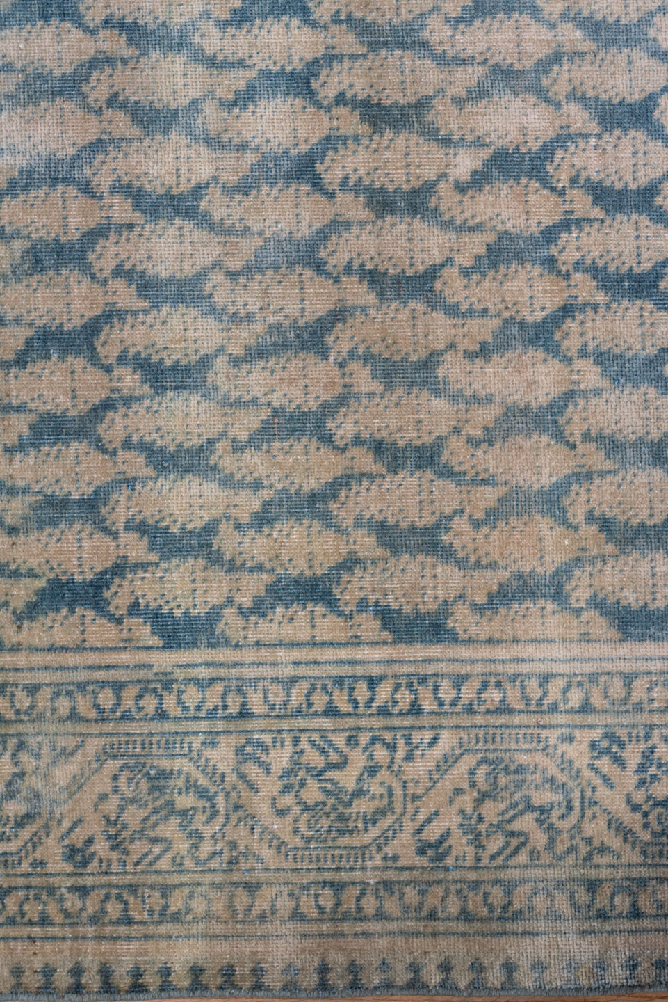 3' x 17' one-of-a-kind handmade antique Sivas runner rug. Color palette: ivory, pale blue, sky blue, beige, taupe