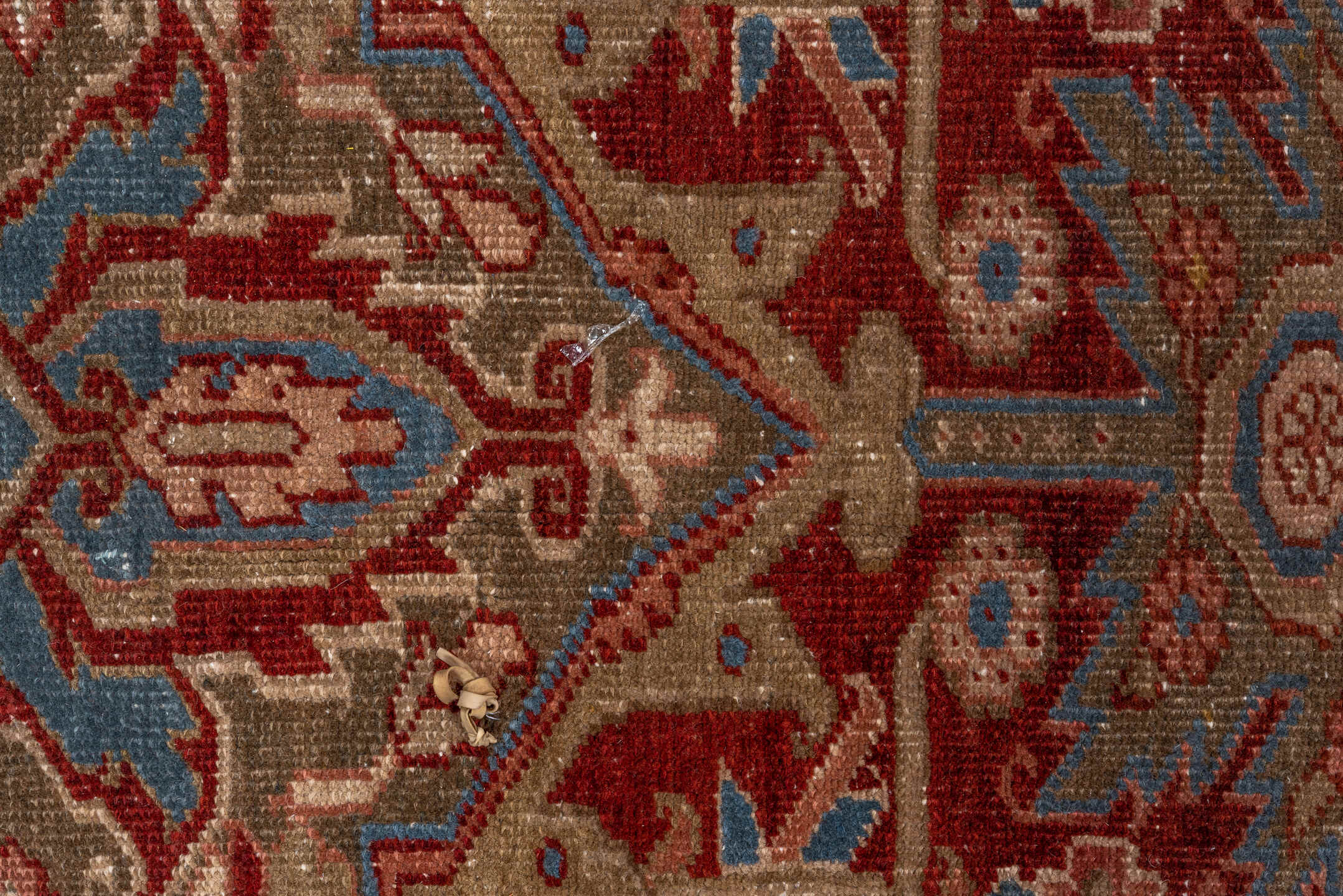 9' x 12' one-of-a-kind handmade vintage Heriz large size rug. Color palette: black, blue, brown, charcoal, gray, light gray