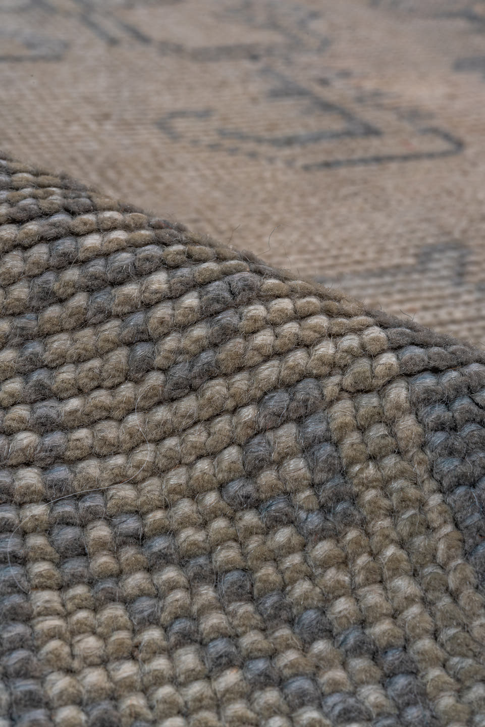 10' x 11' one-of-a-kind handmade antique Oushak large size rug. Color palette: ivory, slate, taupe, gray, charcoal, beige