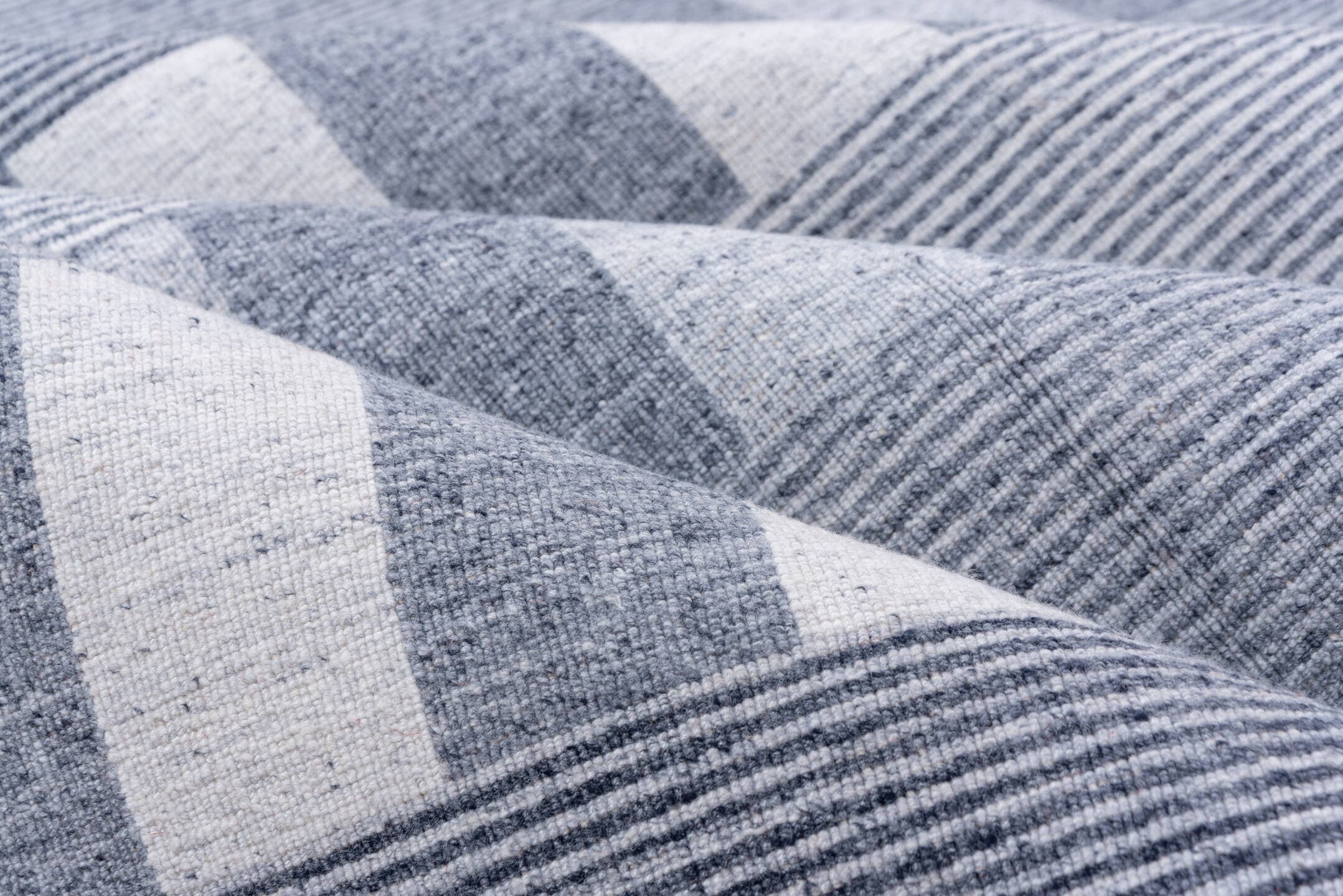 10' x 14' one-of-a-kind handmade vintage Kilim large size rug. Color palette: blue, ivory, slate, gray