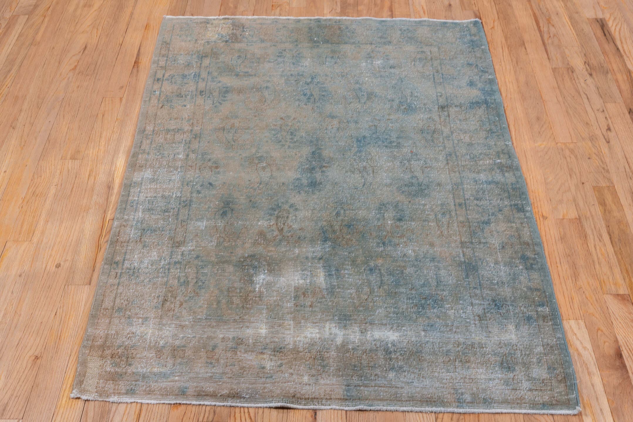 3' x 4' one-of-a-kind handmade vintage Tabriz small size rug. Color palette: ivory, pale blue, taupe, beige, sand