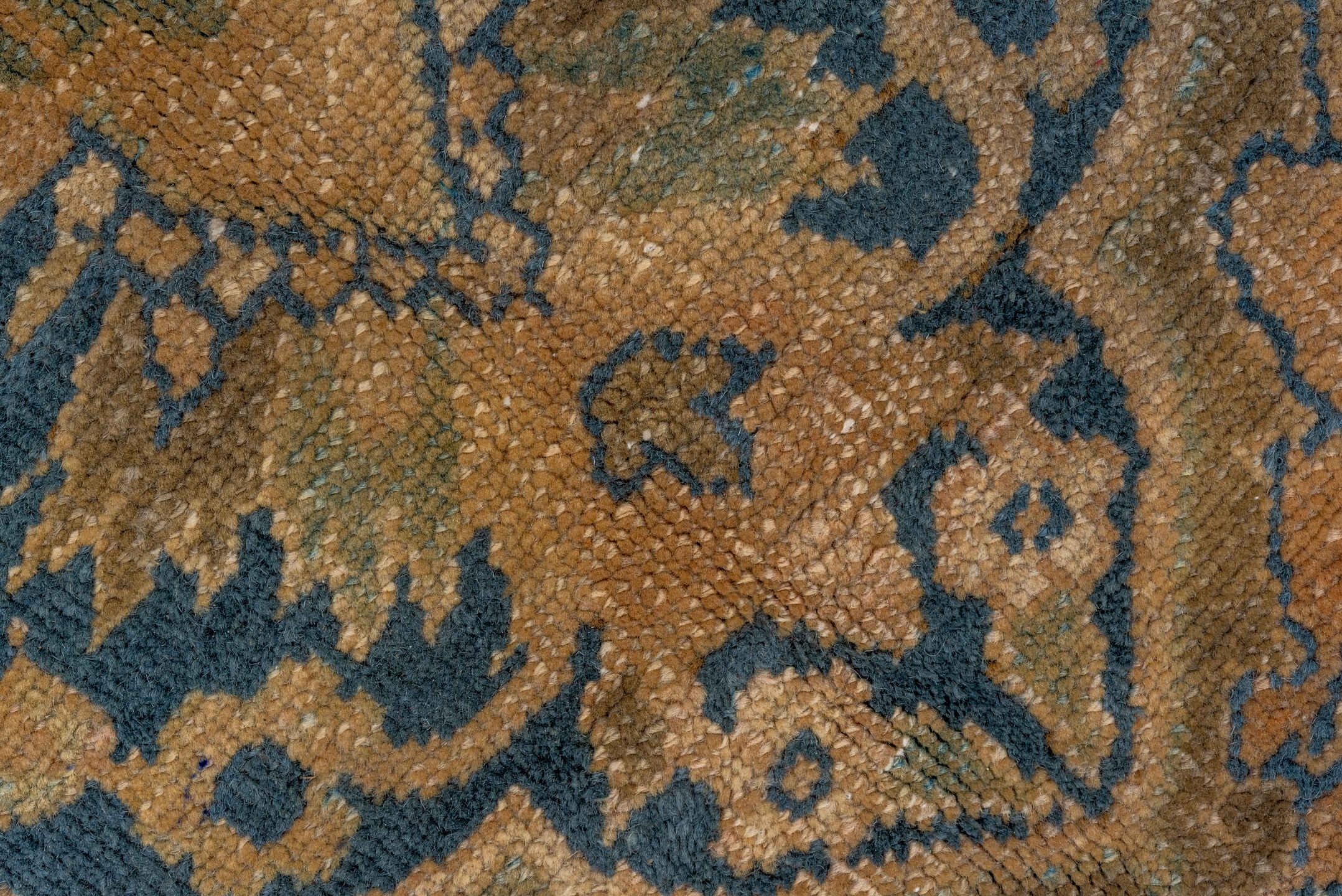 8' x 11' one-of-a-kind handmade antique Heriz large size rug. Color palette: camel, navy, taupe, beige, brown, ivory, blue