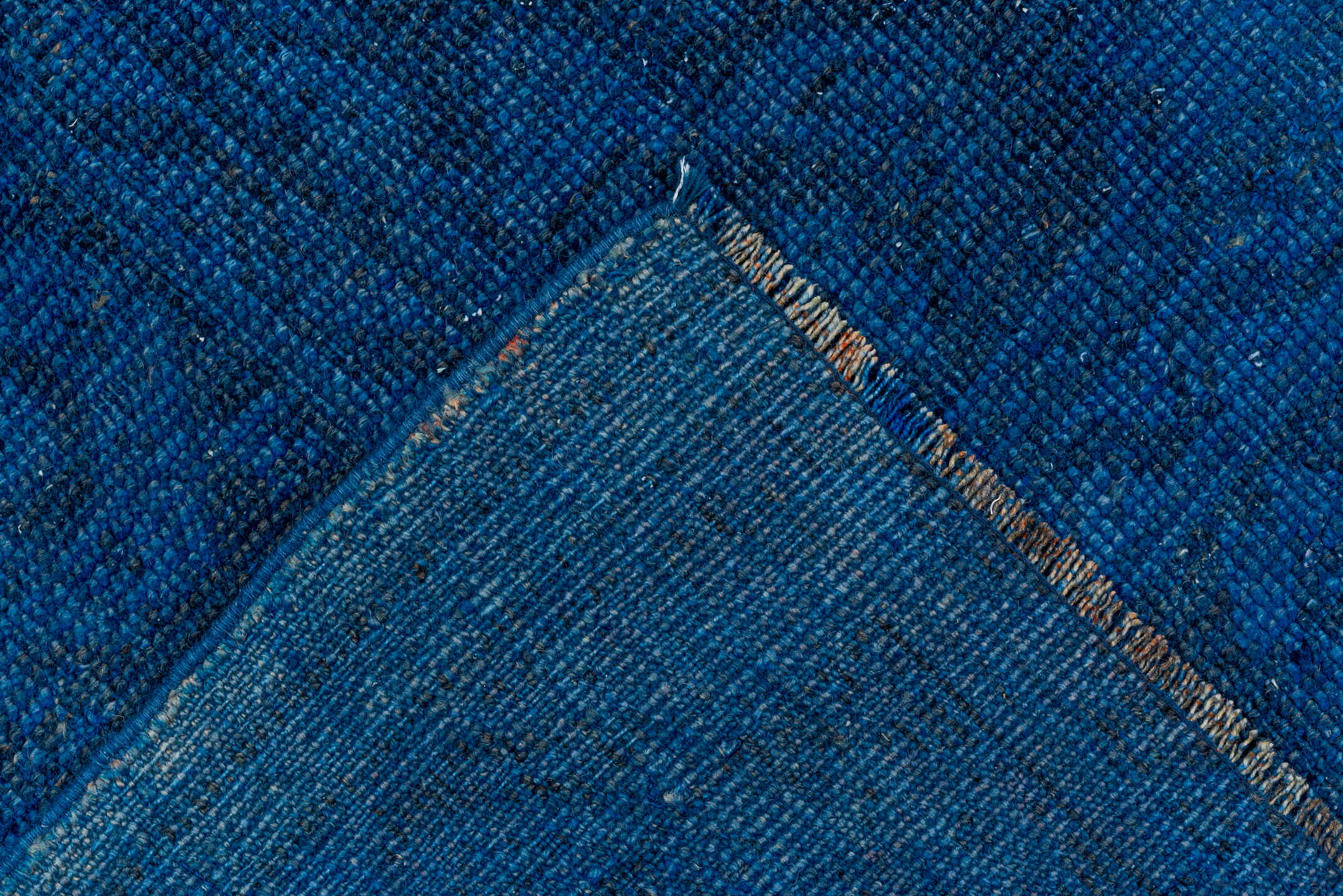 10' x 11' one-of-a-kind handmade antique Overdyed large size rug. Color palette: cobalt, navy, indigo, teal, charcoal, blue