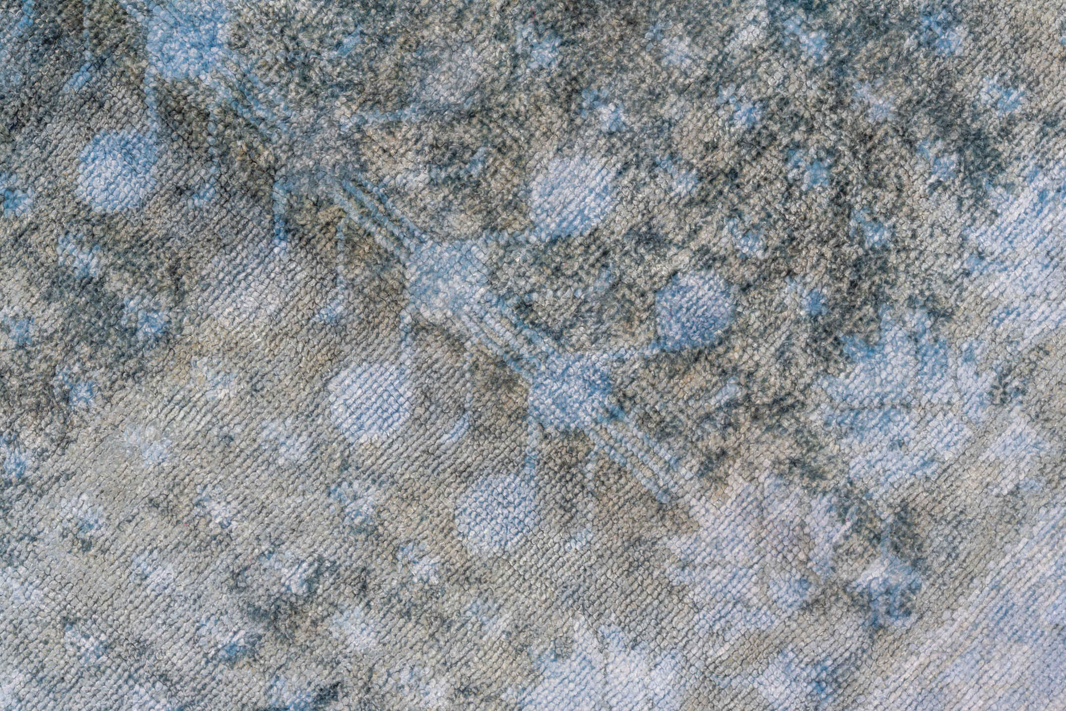 3' x 6' one-of-a-kind handmade antique Overdyed small size rug. Color palette: sky blue, aqua, slate, charcoal, light blue