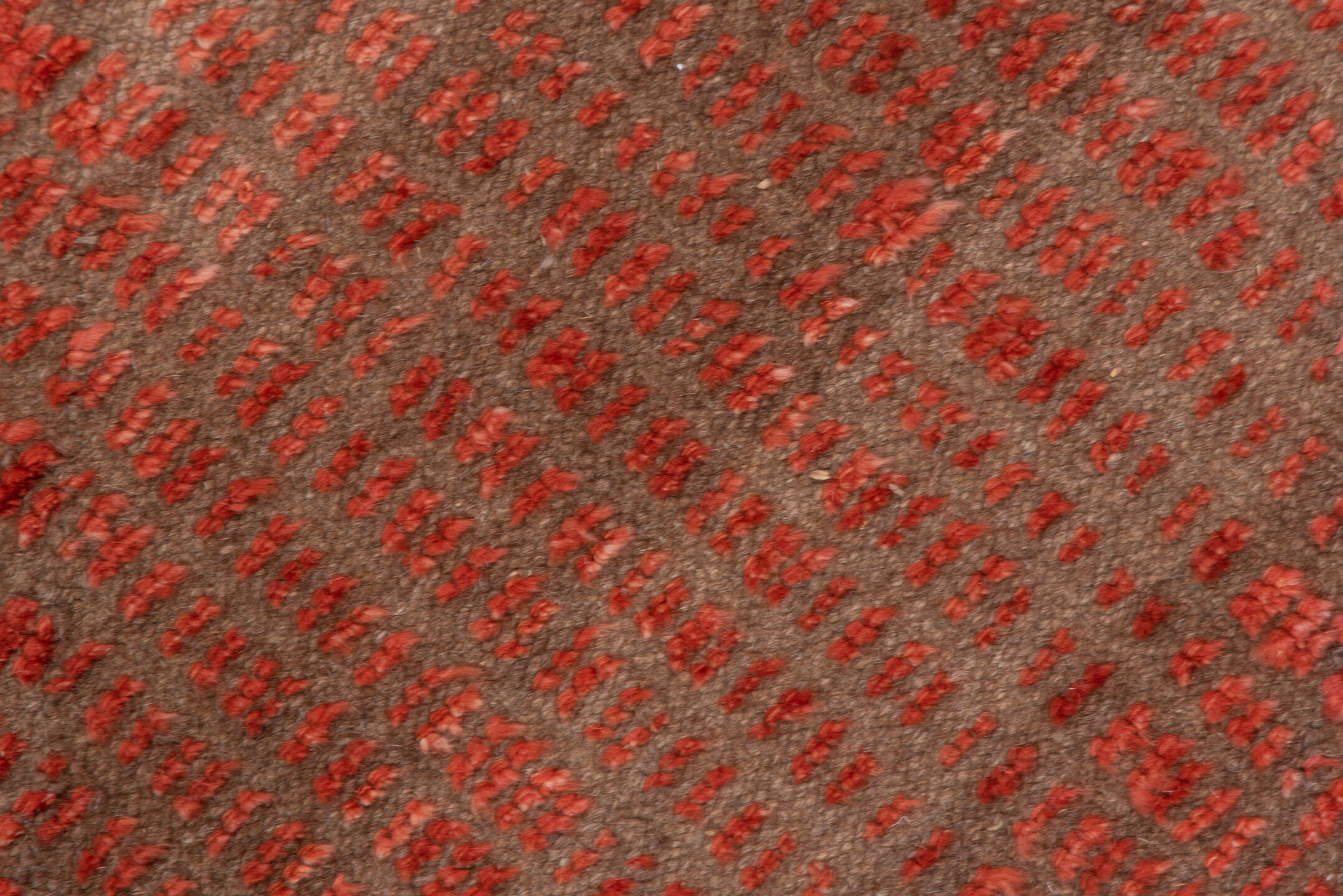 13' x 16' one-of-a-kind handmade vintage Moroccan oversize rug. Color palette: brown, dark salmon, pink, red, redwood