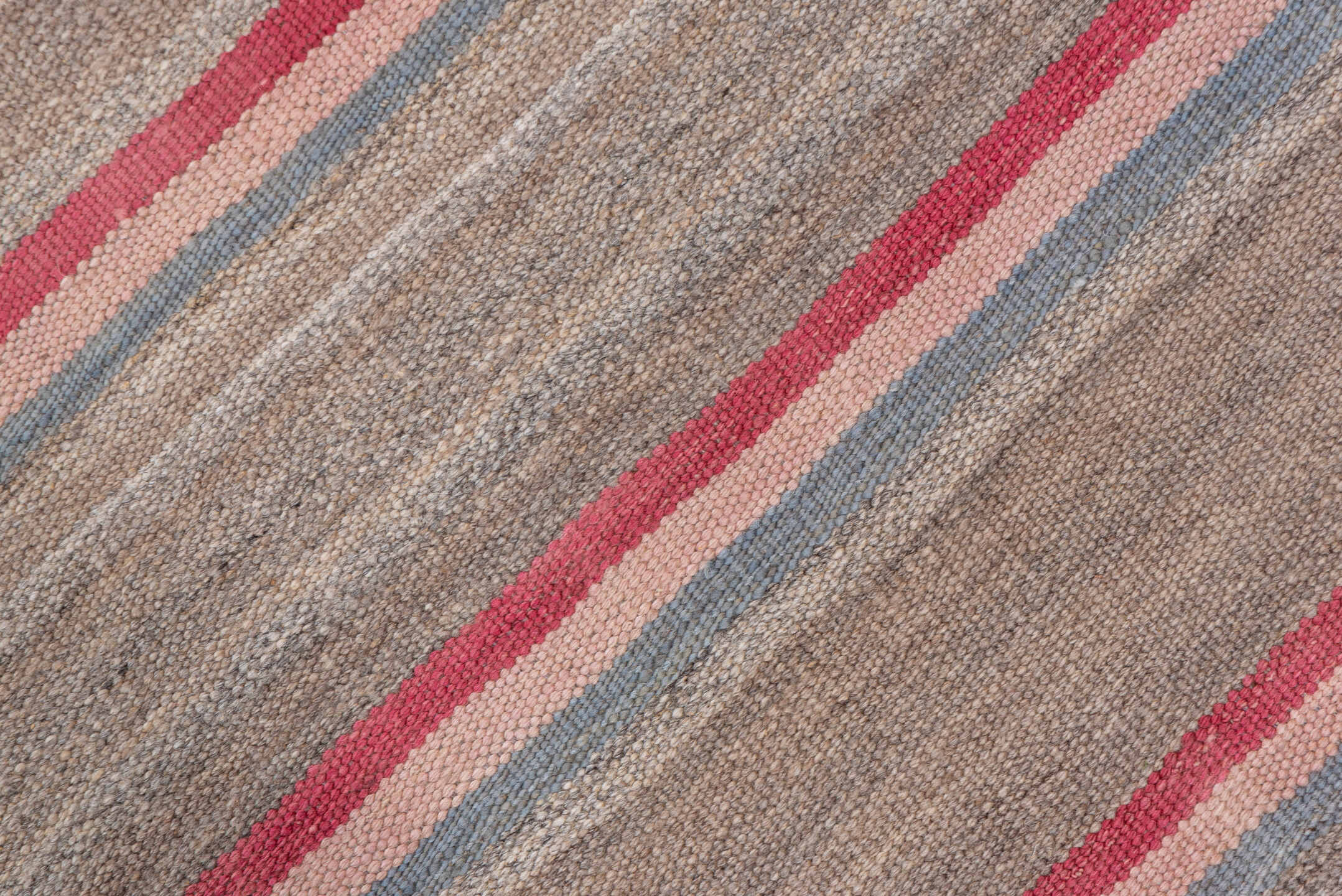 2' x 11' one-of-a-kind handmade vintage Kilim runner rug. Color palette: taupe, rose, ivory, slate, muted_blue, sage, beige