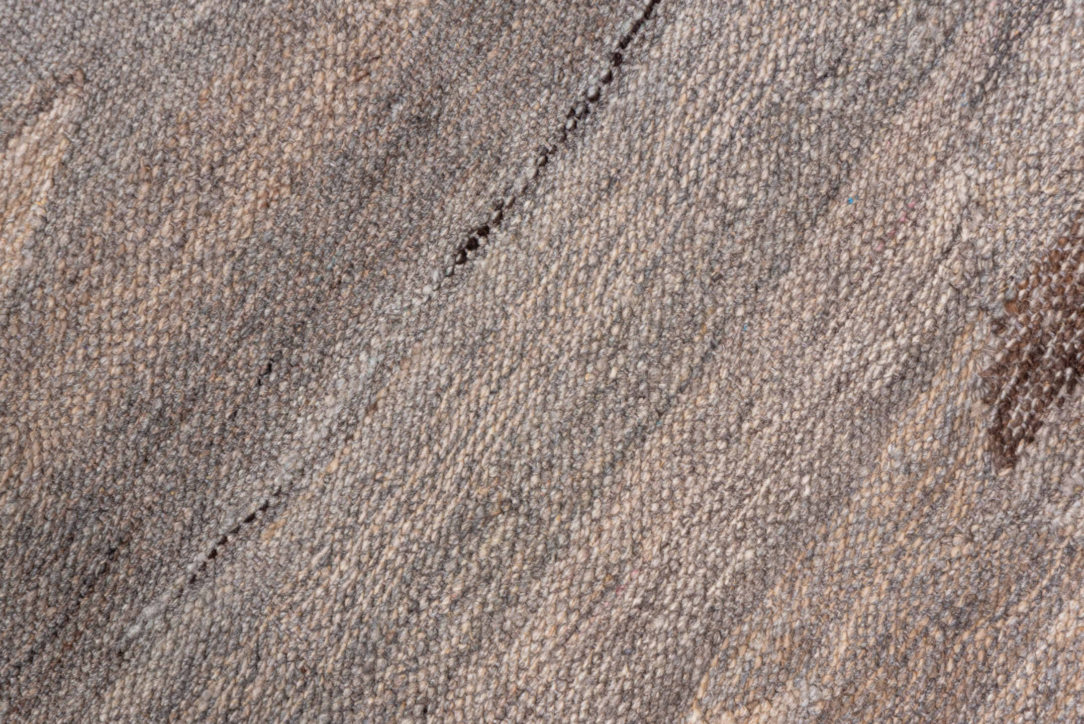 8' x 11' one-of-a-kind handmade vintage Kilim large size rug. Color palette: brown, gray, light gray, off-white, pink