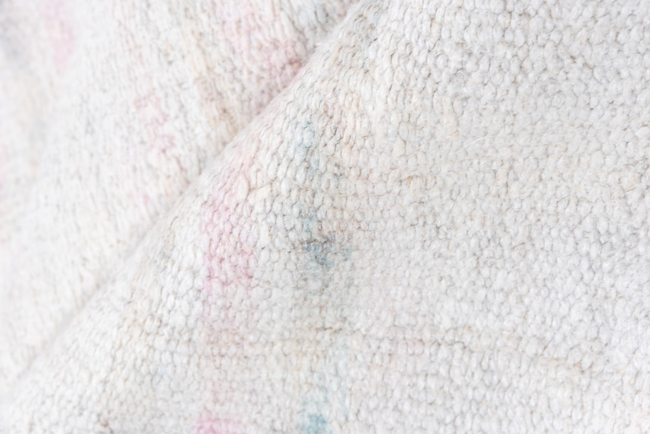 5' x 10' one-of-a-kind handmade vintage Hemp Kilim medium size rug. Color palette: ivory, blush, light gray, cream, pink