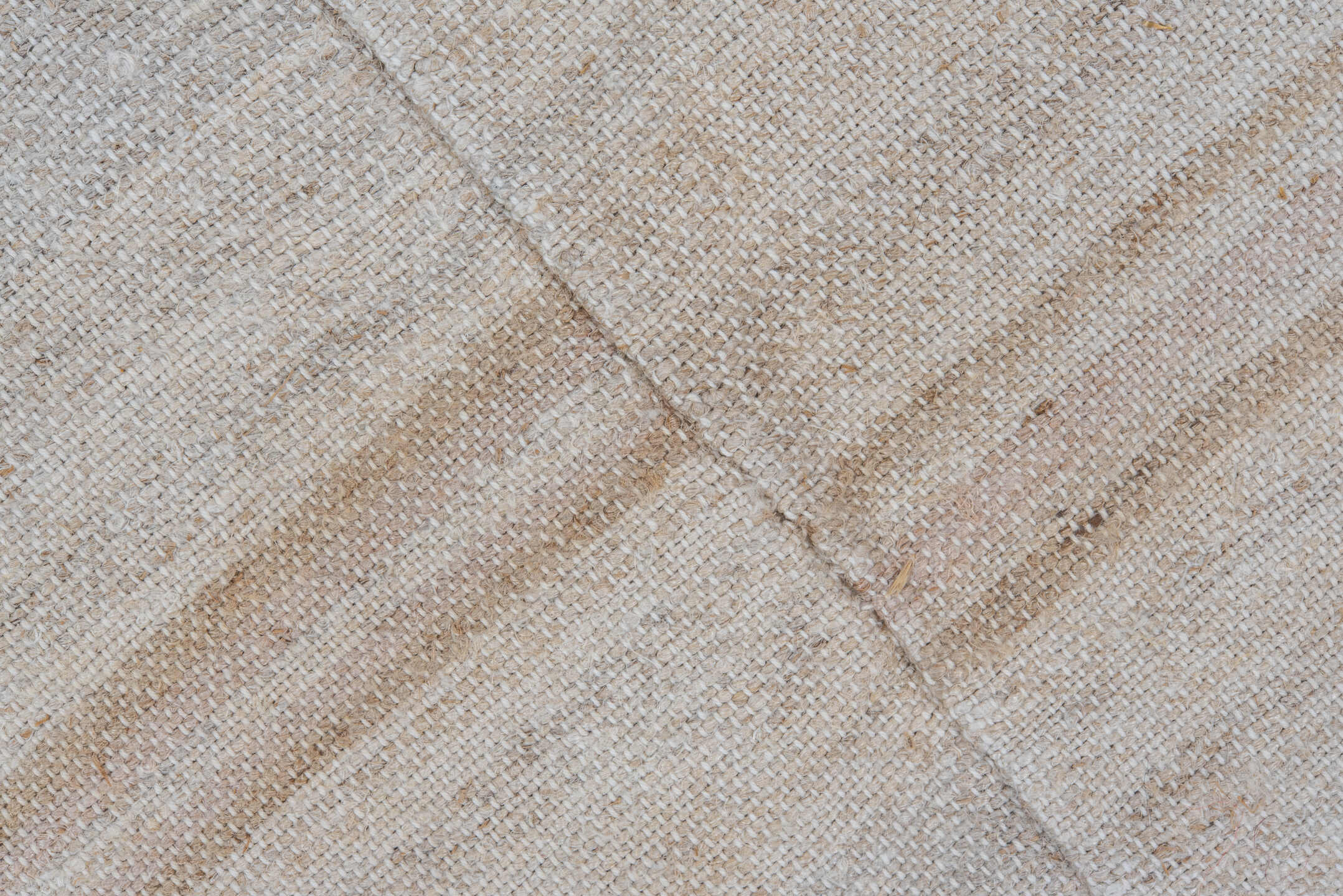 2' x 3' one-of-a-kind handmade vintage Flatweave small size rug. Color palette: ivory, cream, beige, camel, taupe, gray
