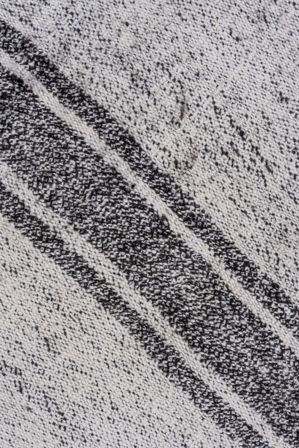 9' x 11' one-of-a-kind handmade vintage Flatweave large size rug. Color palette: ivory, charcoal, gray, black