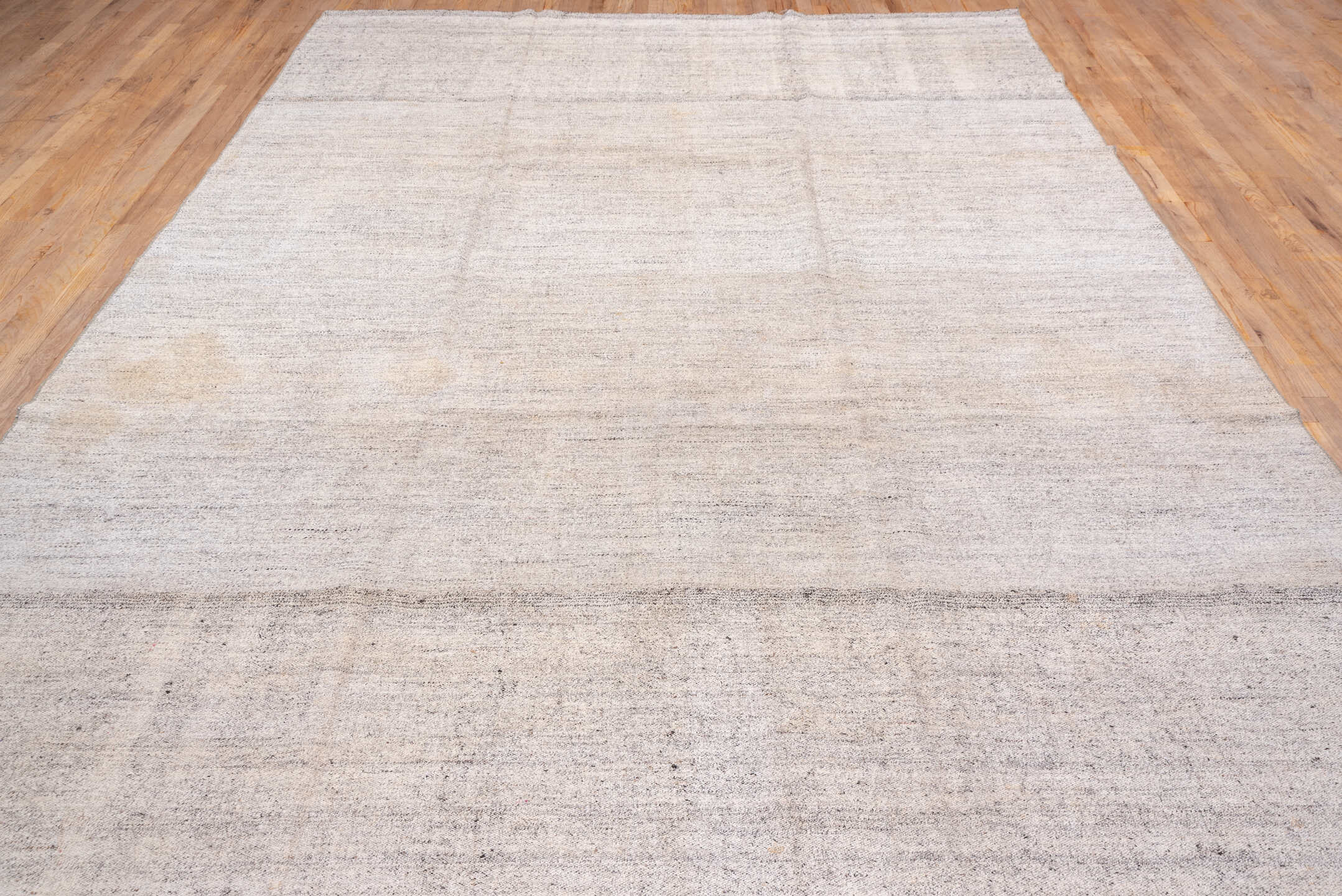 8' x 11' one-of-a-kind handmade vintage Flatweave large size rug. Color palette: ivory, cream, taupe, light gray, beige