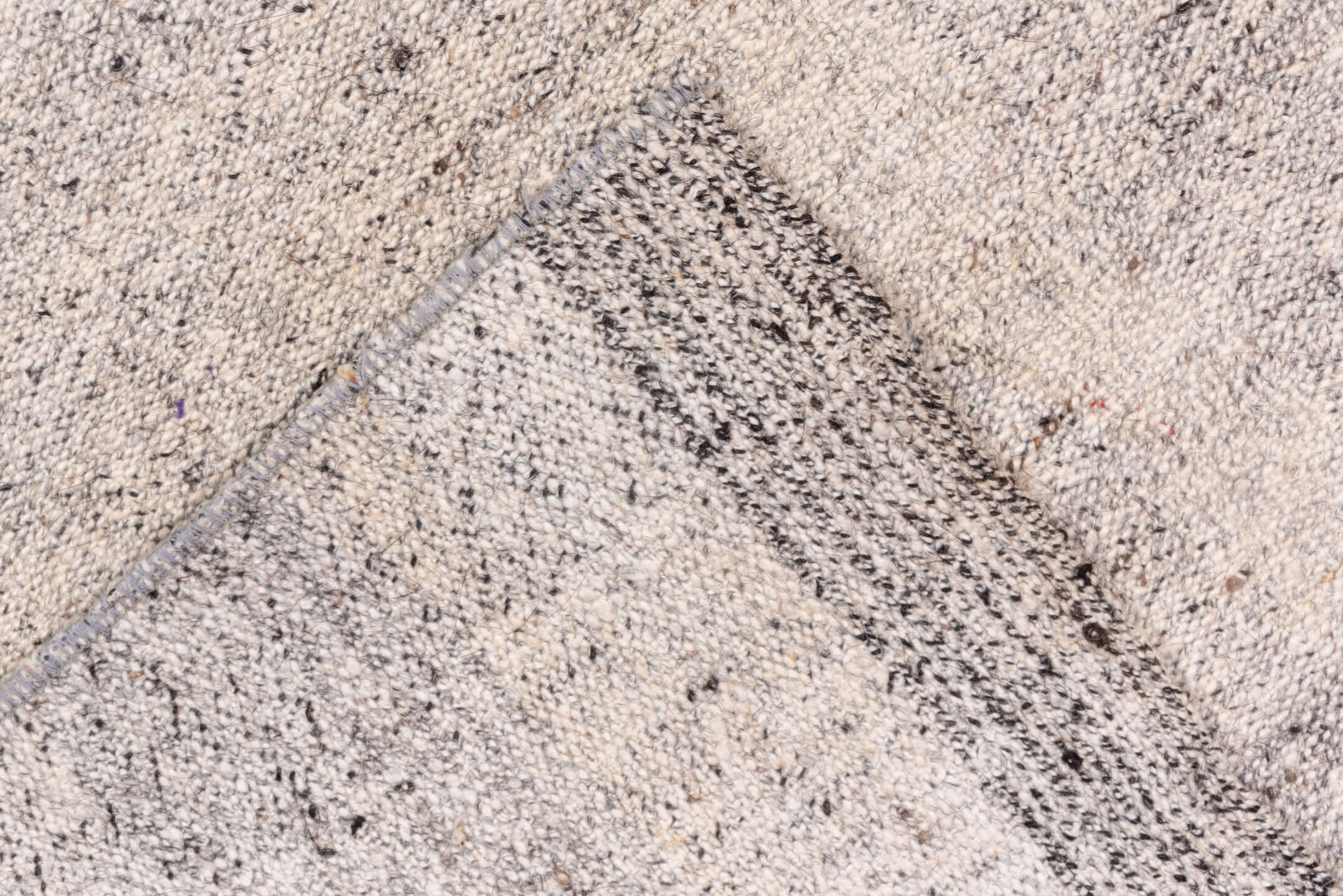 8' x 11' one-of-a-kind handmade vintage Flatweave large size rug. Color palette: ivory, cream, taupe, light gray, beige