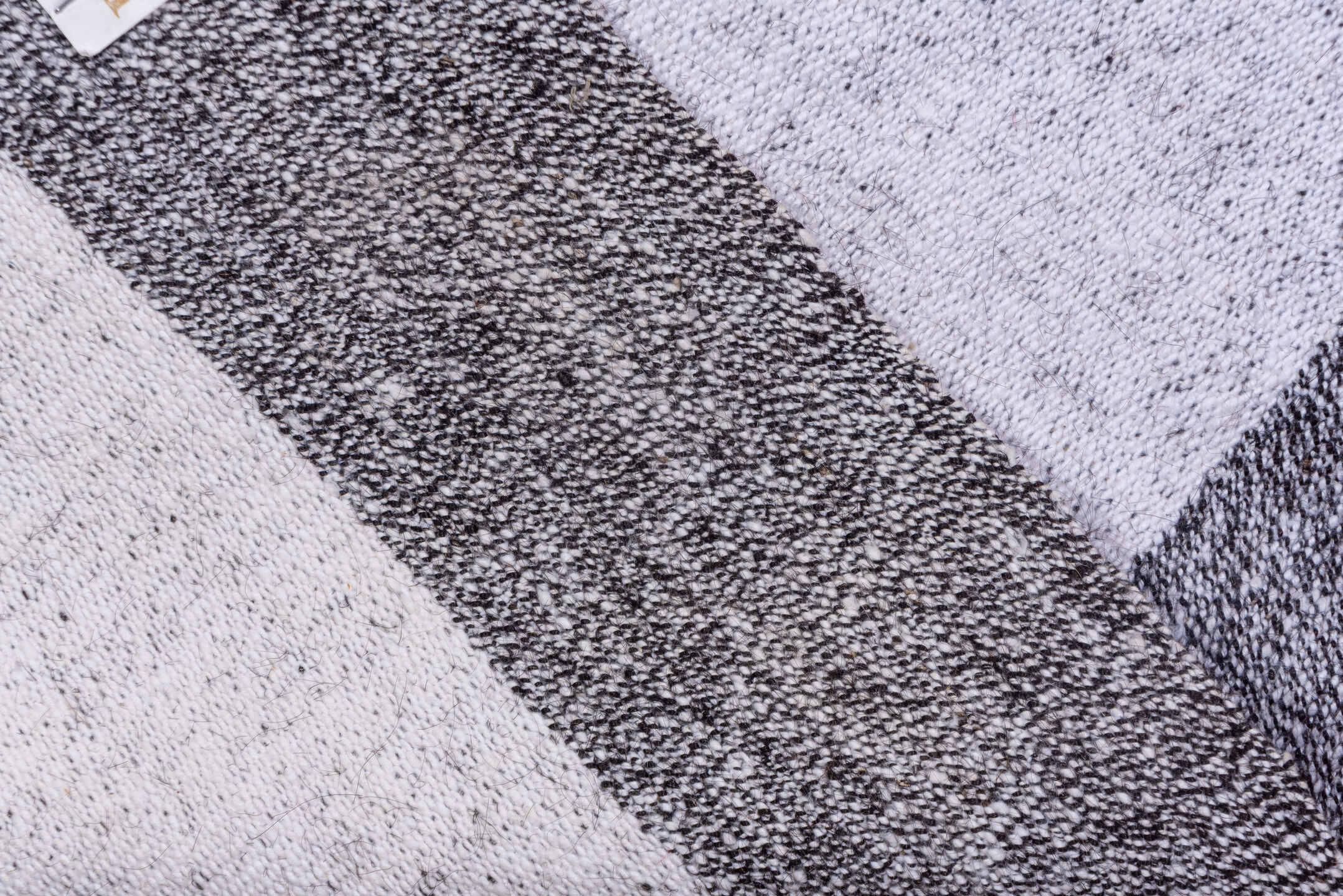 10' x 13' one-of-a-kind handmade vintage Flatweave large size rug. Color palette: ivory, charcoal, gray, black