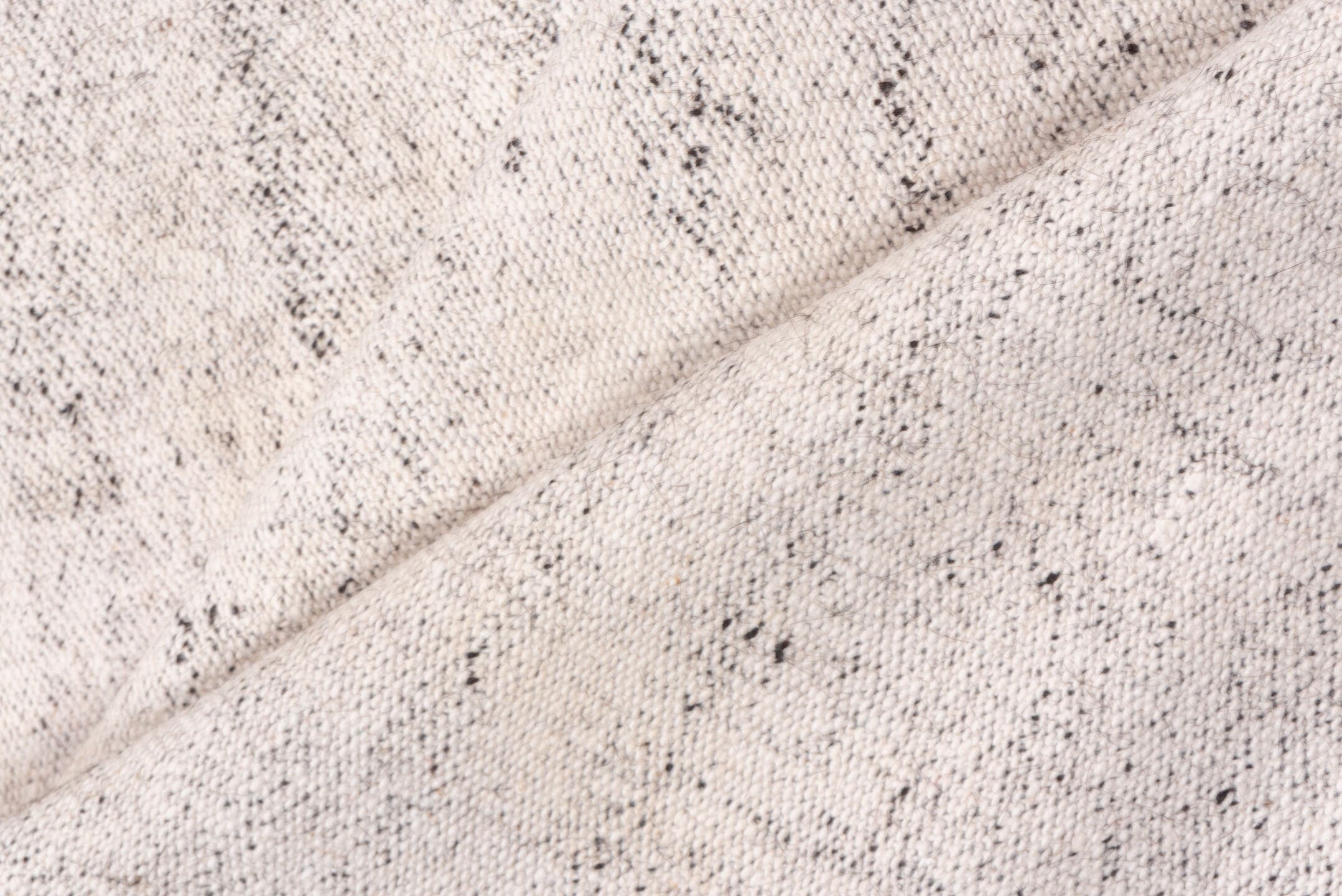 8' x 14' one-of-a-kind handmade vintage Flatweave large size rug. Color palette: ivory, cream, taupe, light gray, beige