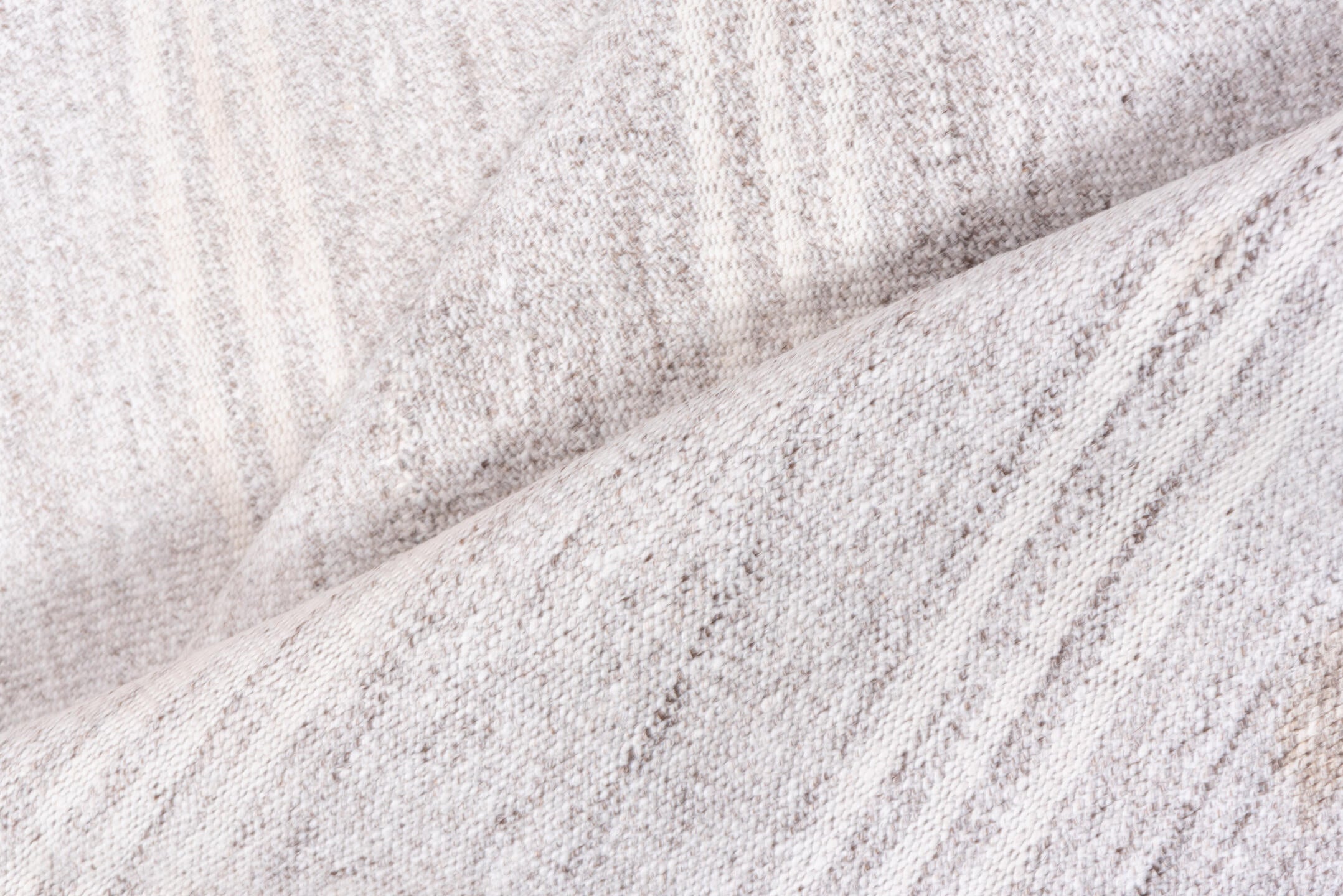 7' x 9' one-of-a-kind handmade vintage Flatweave rug. Color palette: ivory, cream, taupe, beige, light gray, gray