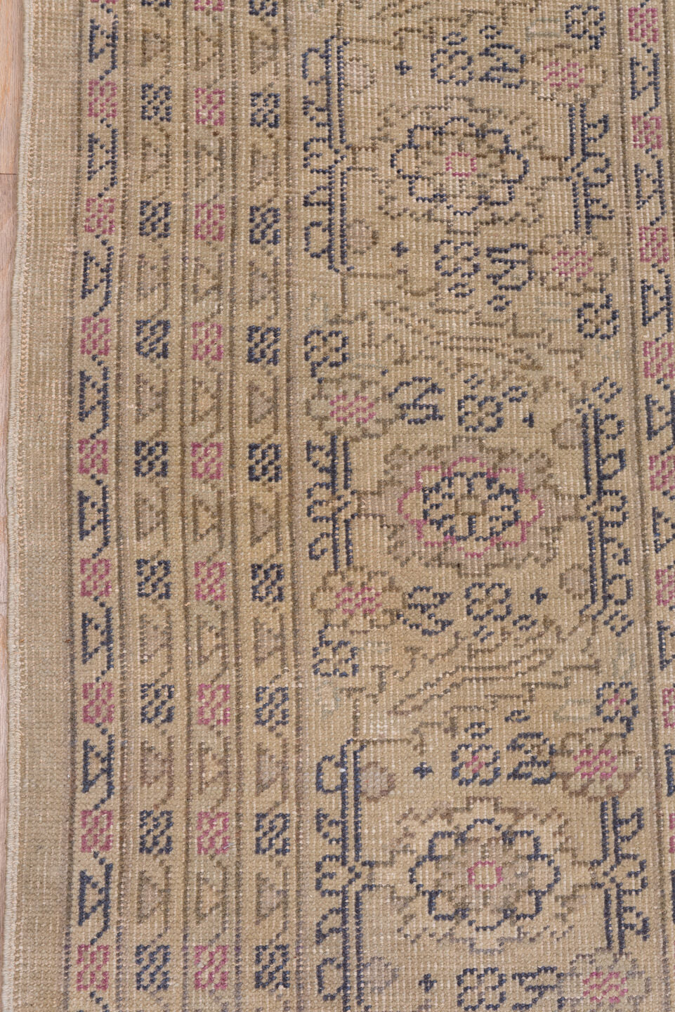 12' x 14' one-of-a-kind handmade antique Sivas oversize rug. Color palette: ivory, taupe, blush, muted blue, beige