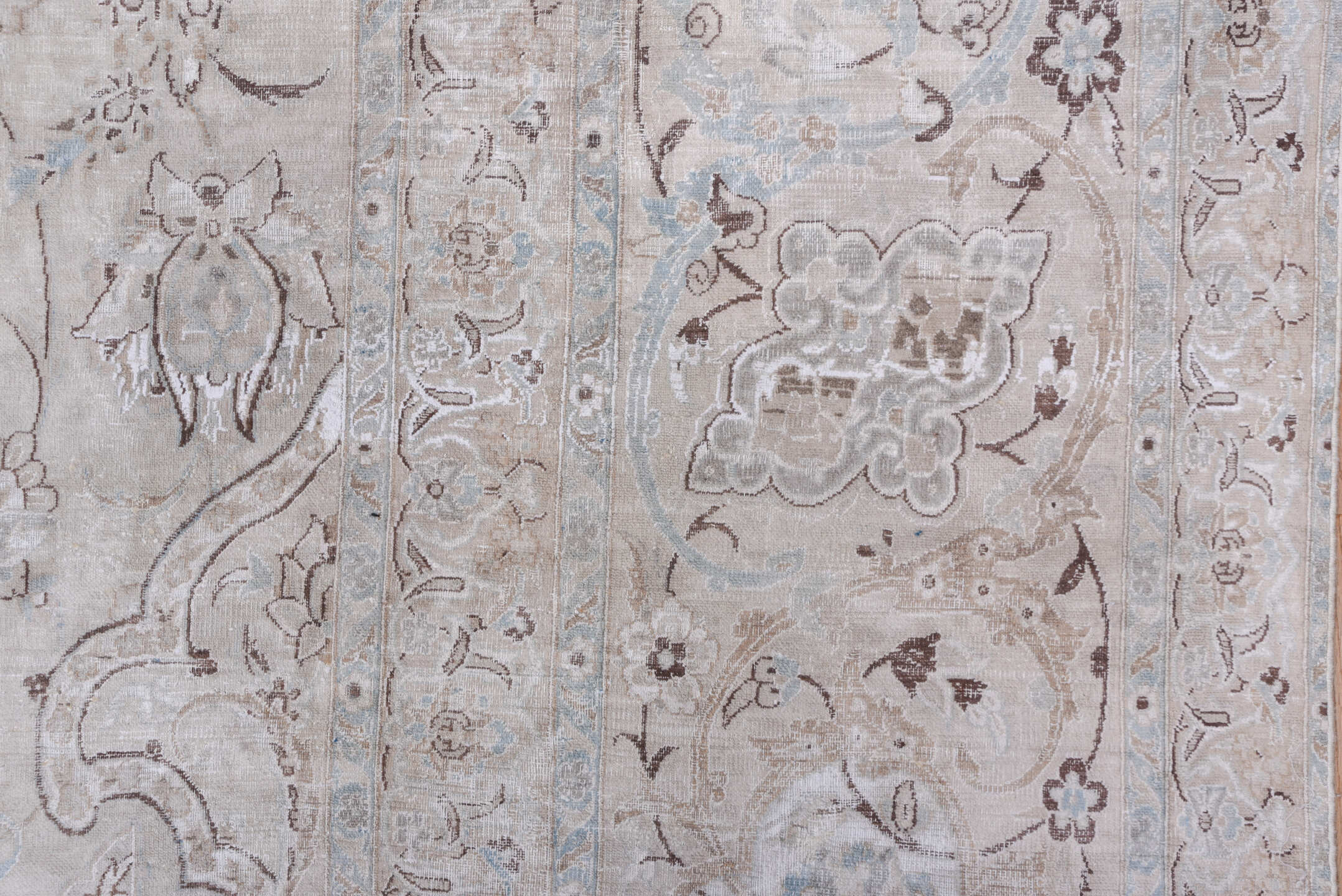 15' x 25' one-of-a-kind handmade vintage Sivas oversize rug. Color palette: ivory, blush, taupe, pale blue, cream, beige