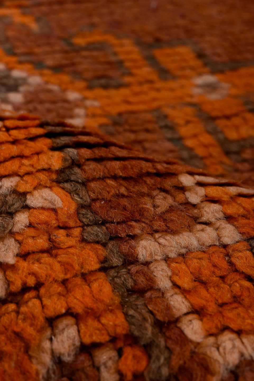 6' x 11' one-of-a-kind handmade vintage Moroccan large size rug. Color palette: rust, terra cotta, camel, ivory, charcoal
