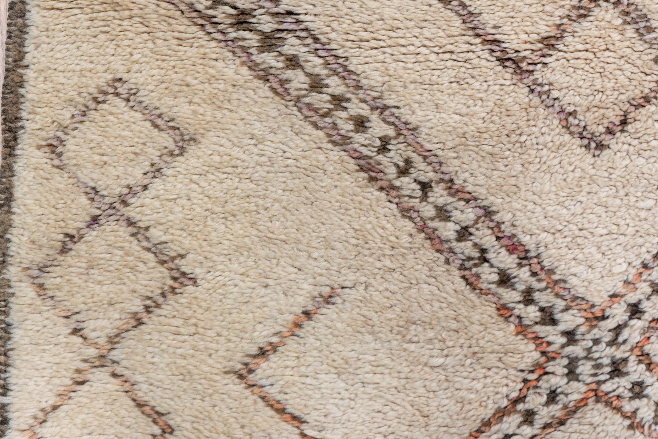 6' x 12' one-of-a-kind handmade vintage Moroccan large size rug. Color palette: ivory, charcoal, taupe, rust, brown, gray