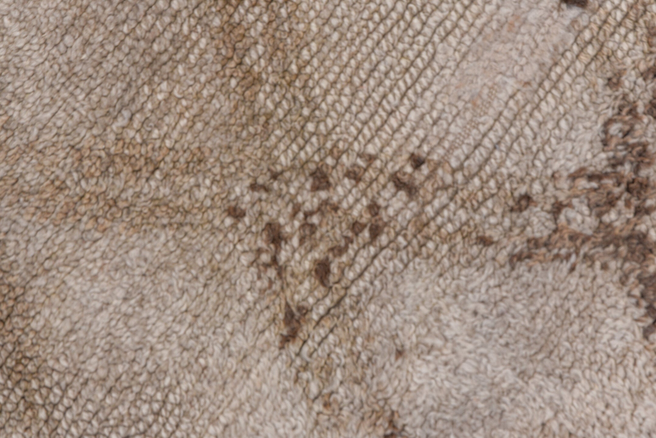 6' x 12' one-of-a-kind handmade vintage Moroccan large size rug. Color palette: ivory, taupe, camel, brown, beige, gray