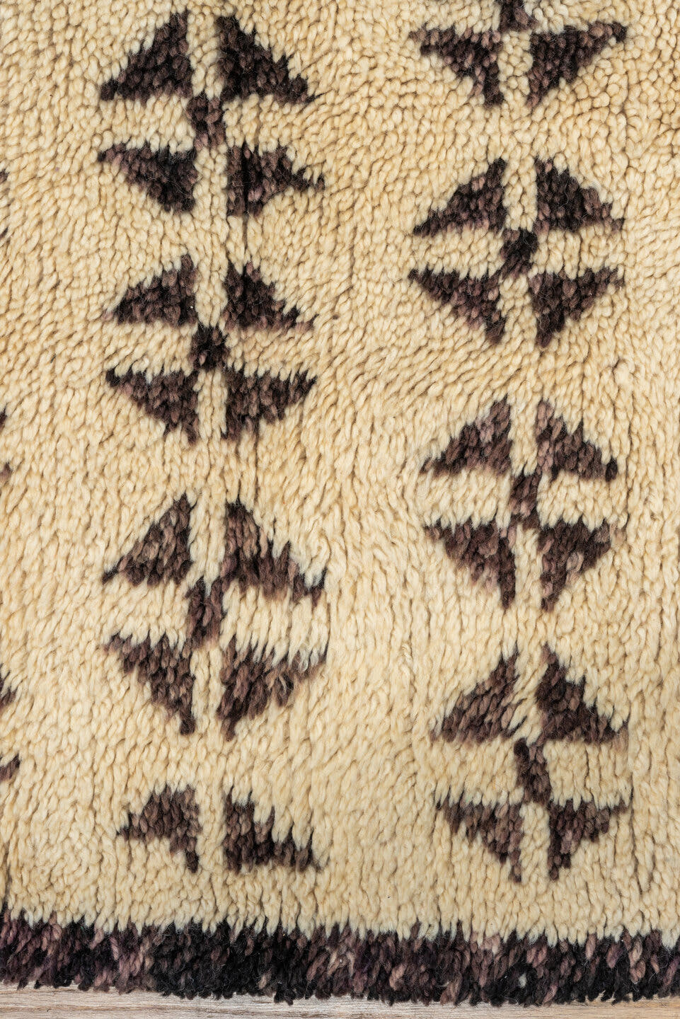 5' x 8' one-of-a-kind handmade vintage Moroccan medium size rug. Color palette: ivory, dark brown, espresso, brown, black