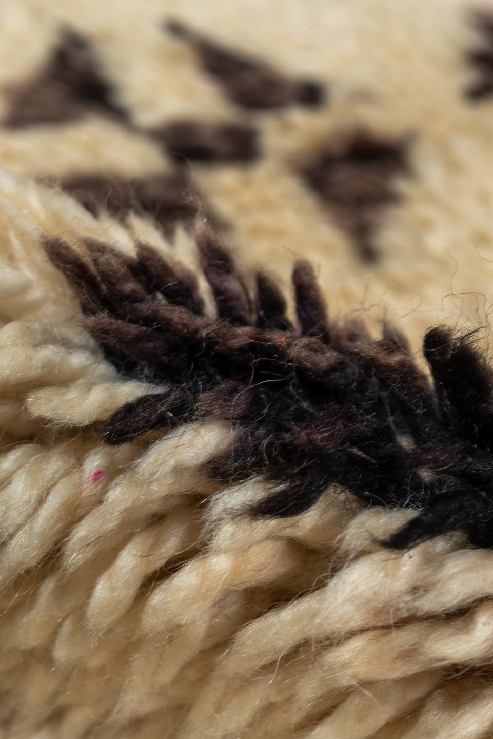5' x 8' one-of-a-kind handmade vintage Moroccan medium size rug. Color palette: ivory, dark brown, espresso, brown, black