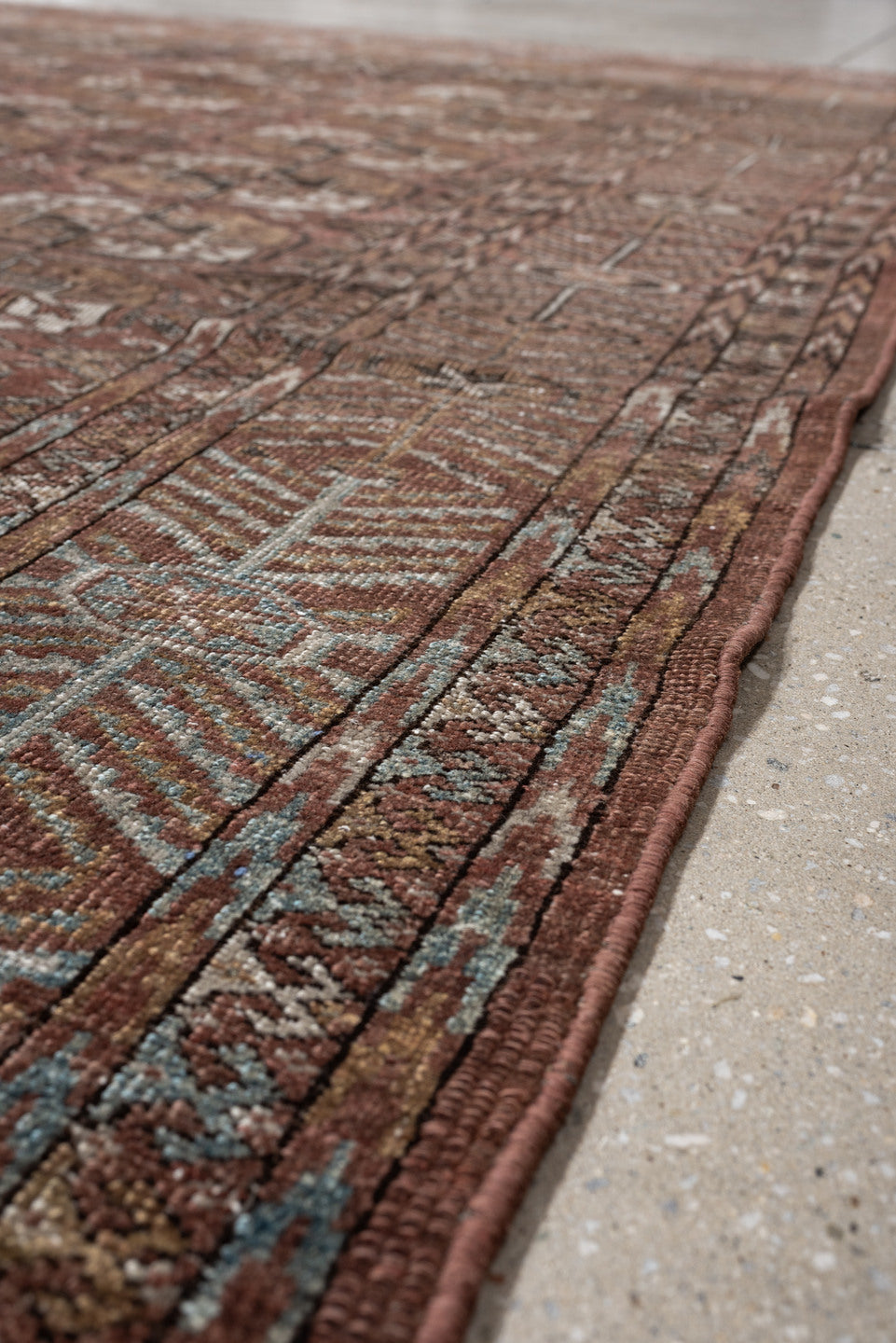 6' x 7' one-of-a-kind handmade vintage Bokara medium size rug. Color palette: rust, camel, brown, ivory, taupe, soft teal