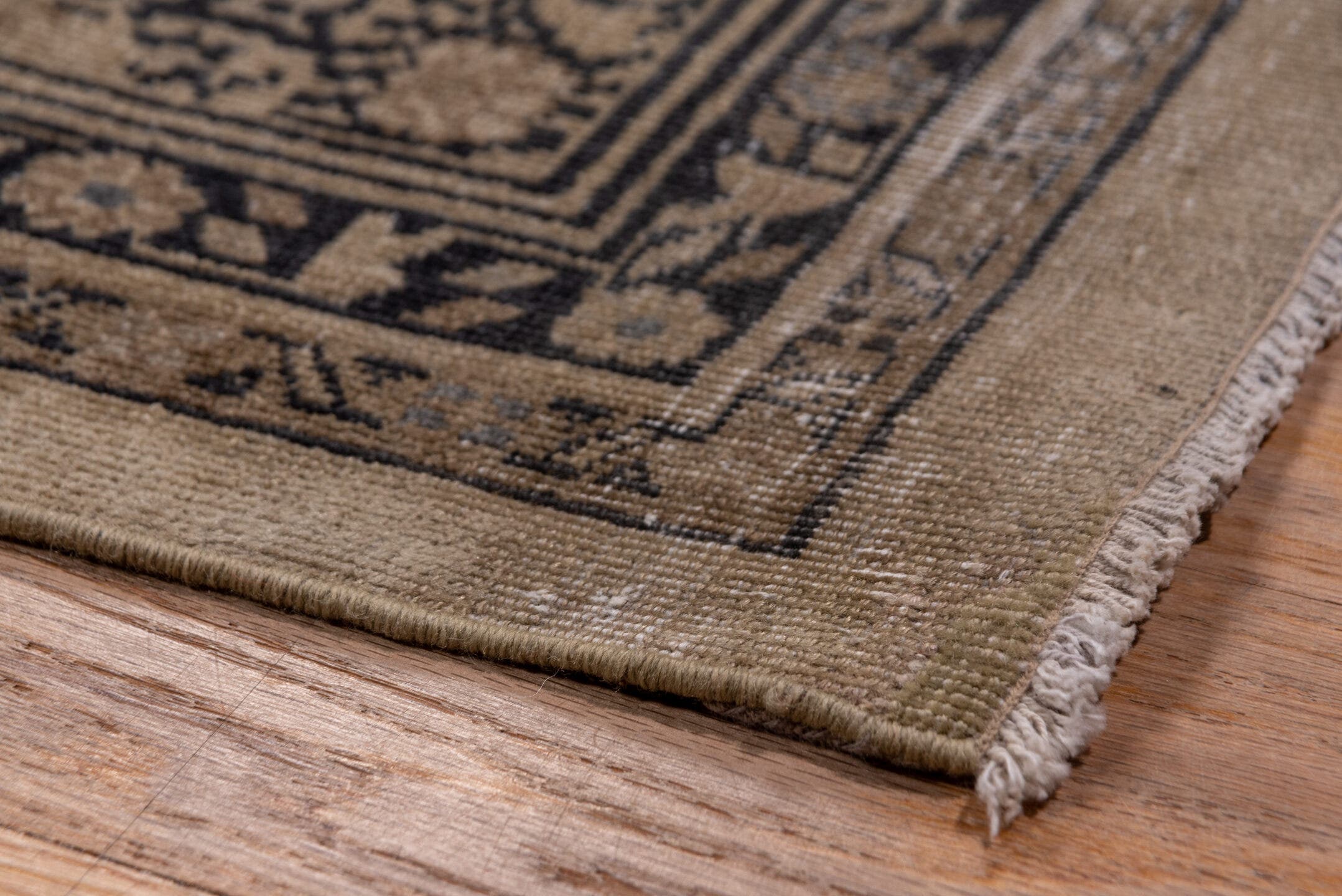 18' x 30' one-of-a-kind handmade vintage Saraband oversize rug. Color palette: taupe, brown, ivory, charcoal, beige, gray