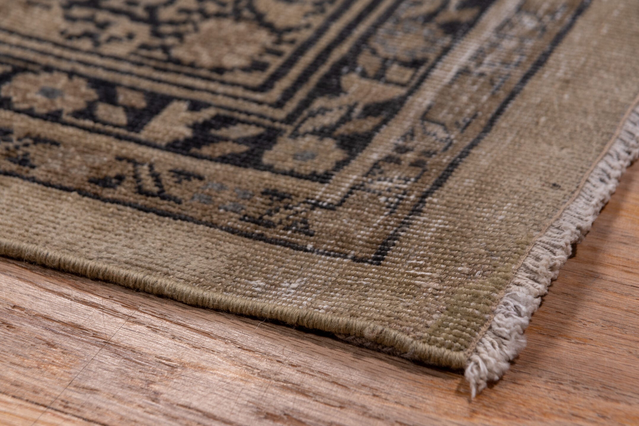 18' x 30' one-of-a-kind handmade vintage Saraband oversize rug. Color palette: taupe, brown, ivory, charcoal, beige, gray