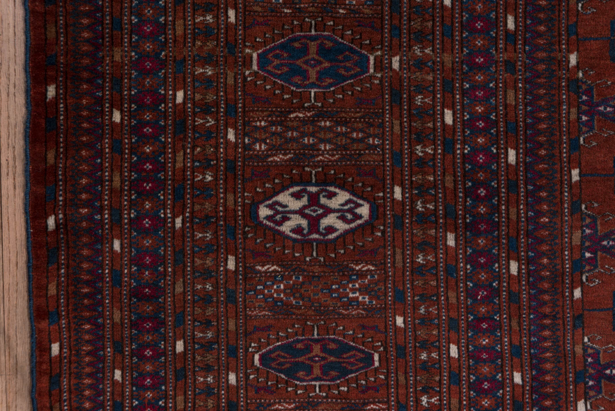 10' x 13' one-of-a-kind handmade vintage Torkaman large size rug. Color palette: brown, gray, light gray, off-white, orange