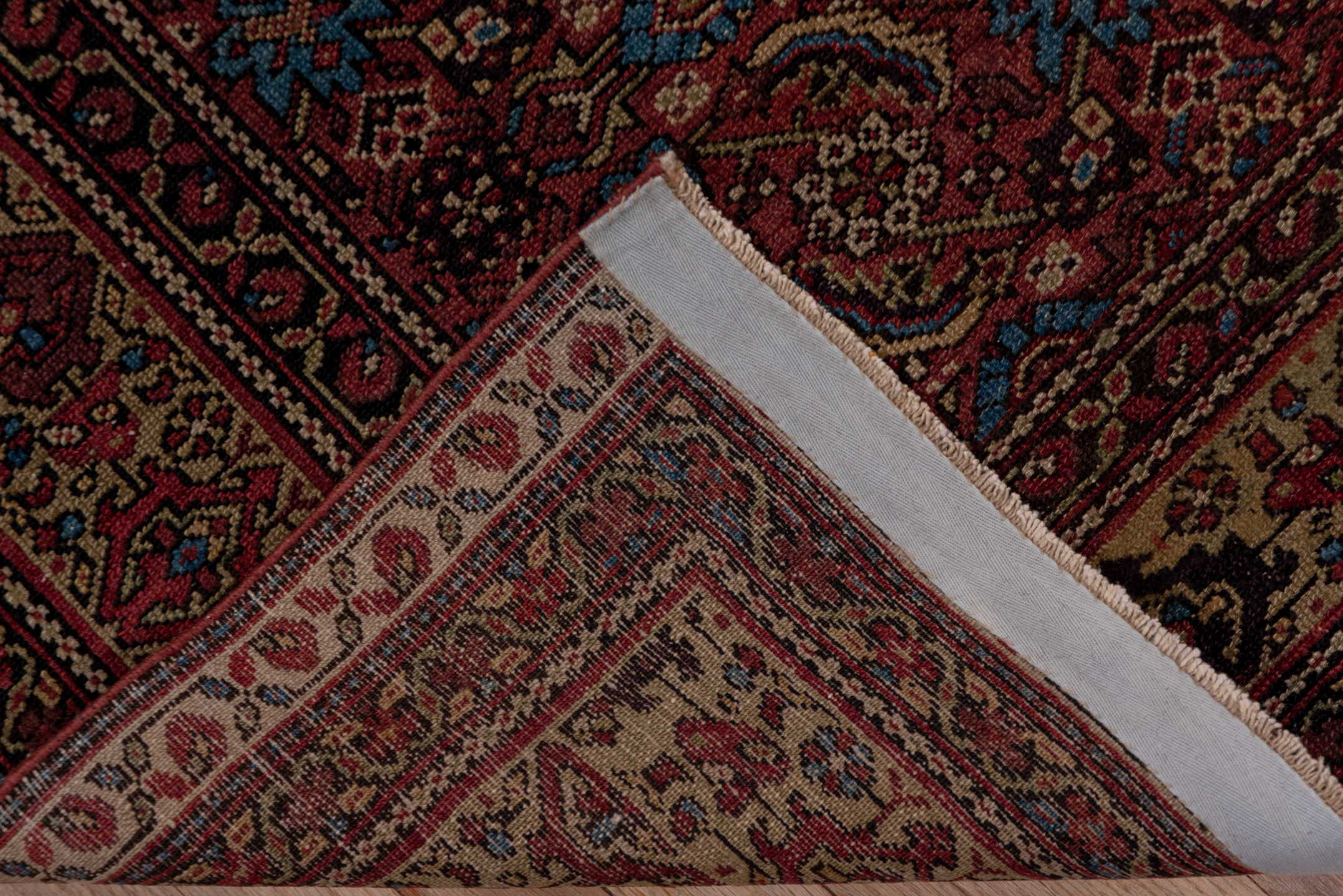 5' x 9' one-of-a-kind handmade antique Malayer medium size rug. Color palette: rust, ivory, burgundy, indigo, camel, navy