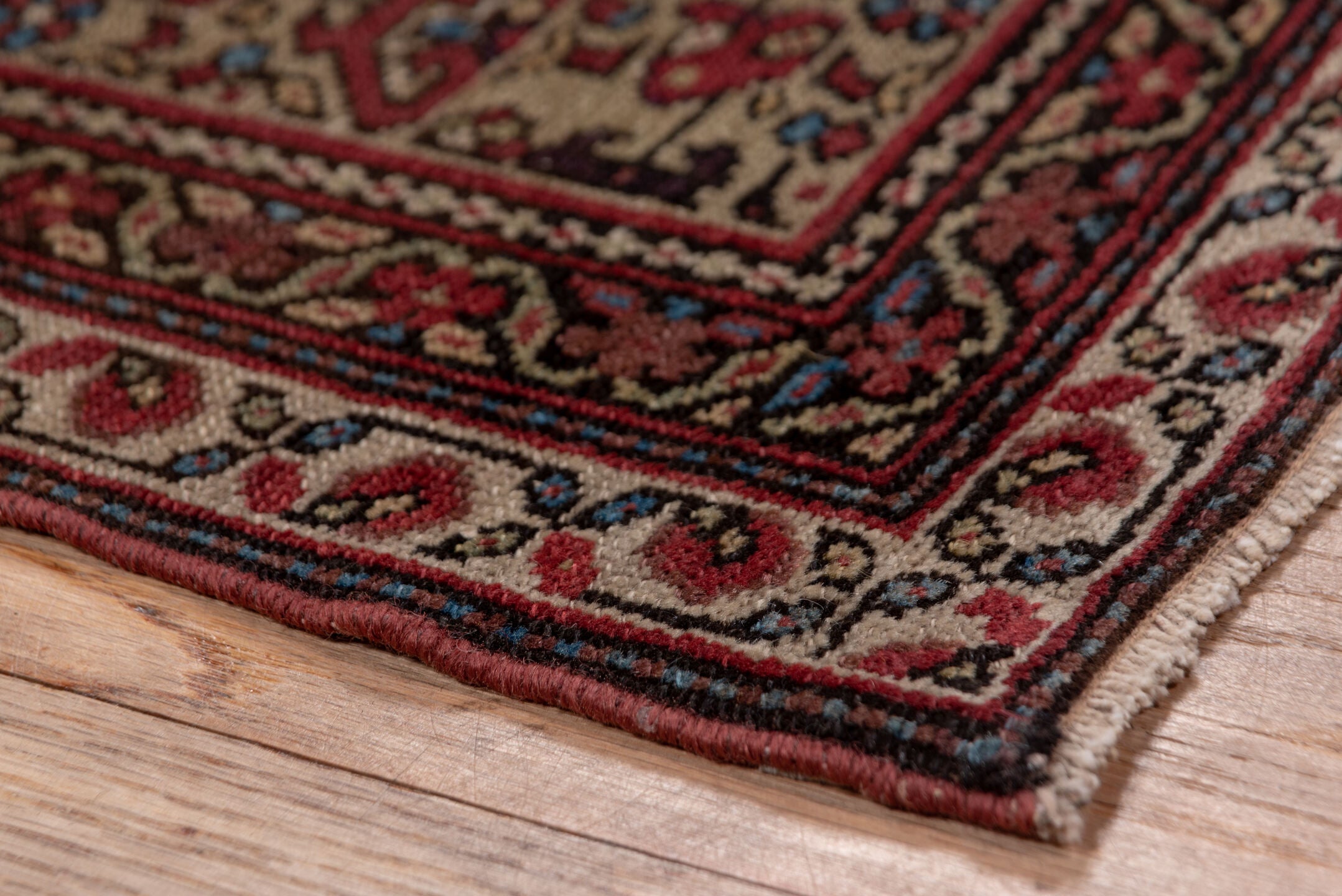 5' x 9' one-of-a-kind handmade antique Malayer medium size rug. Color palette: rust, ivory, burgundy, indigo, camel, navy