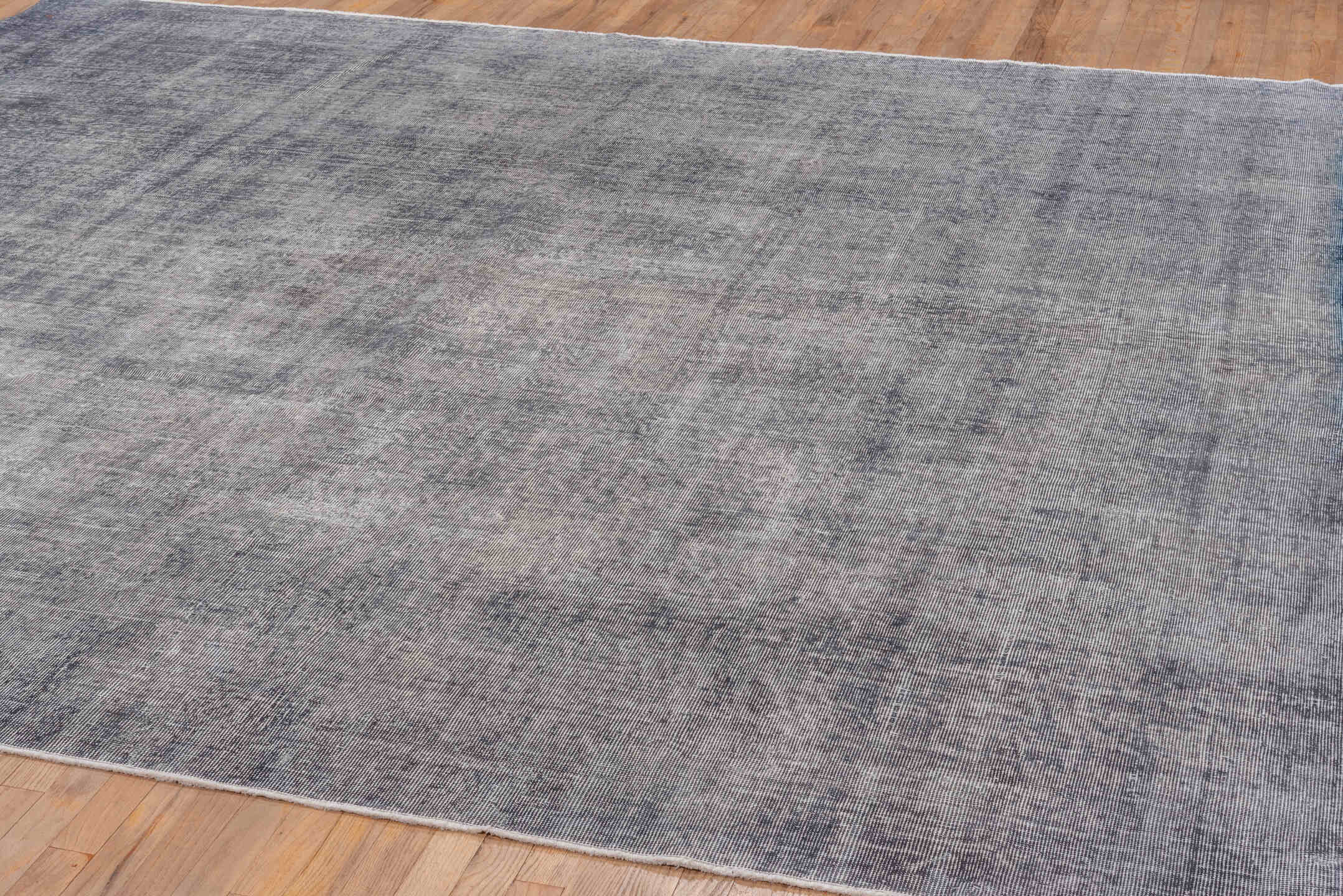 10' x 10' one-of-a-kind handmade vintage Overdyed large size rug. Color palette: blue, dark gray, gainsboro, gray