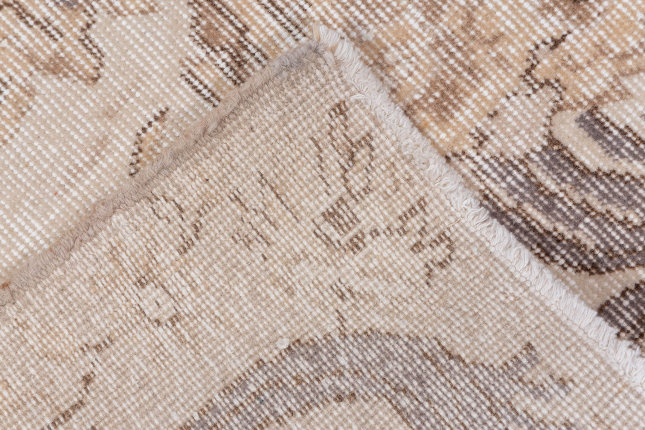 6' x 9' one-of-a-kind handmade antique Sparta medium size rug. Color palette: ivory, taupe, gray, beige, cream