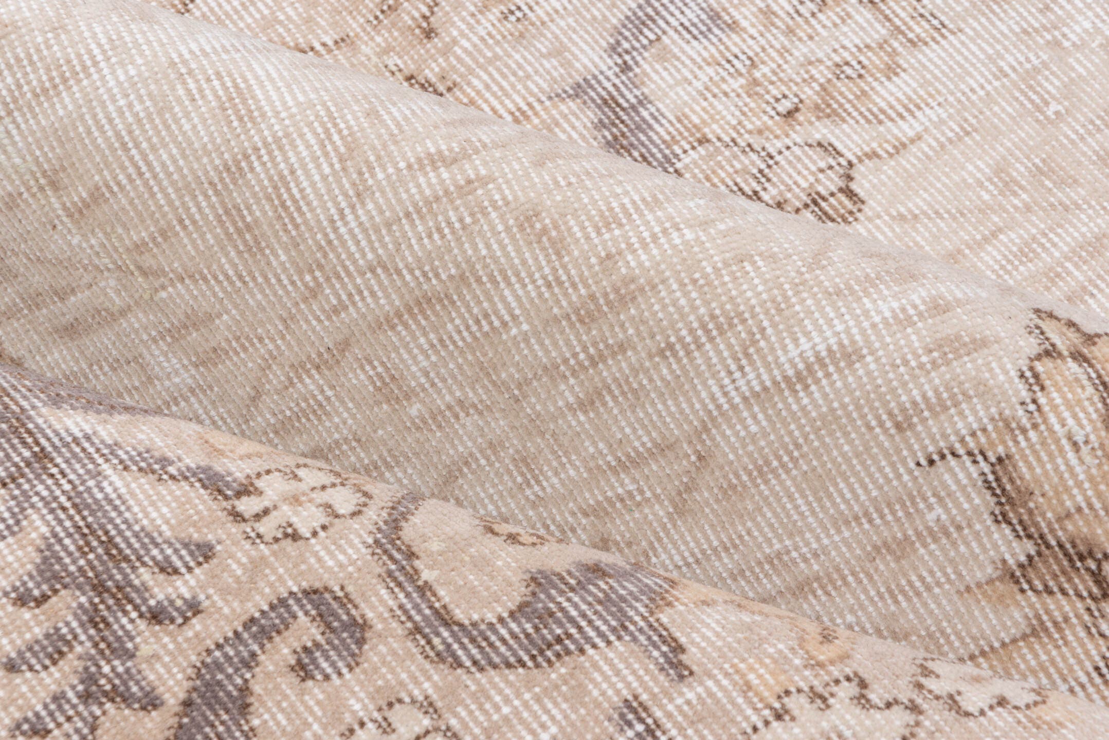 6' x 9' one-of-a-kind handmade antique Sparta medium size rug. Color palette: ivory, taupe, gray, beige, cream