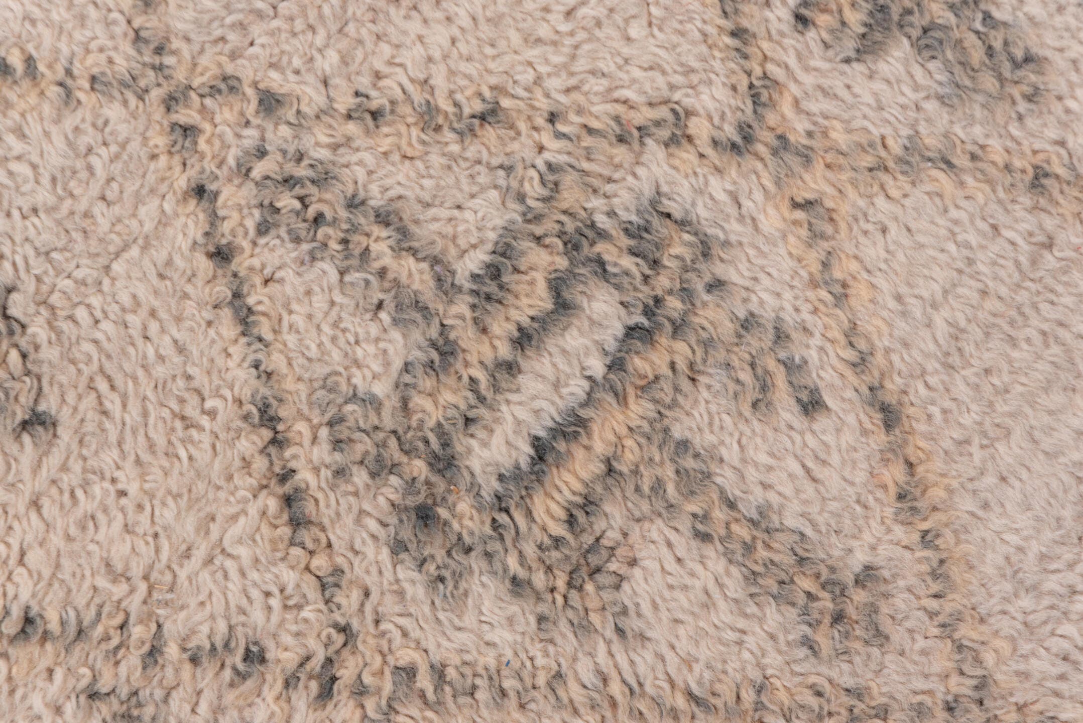 6' x 11' one-of-a-kind handmade vintage Moroccan large size rug. Color palette: ivory, charcoal, taupe, camel, gray, black