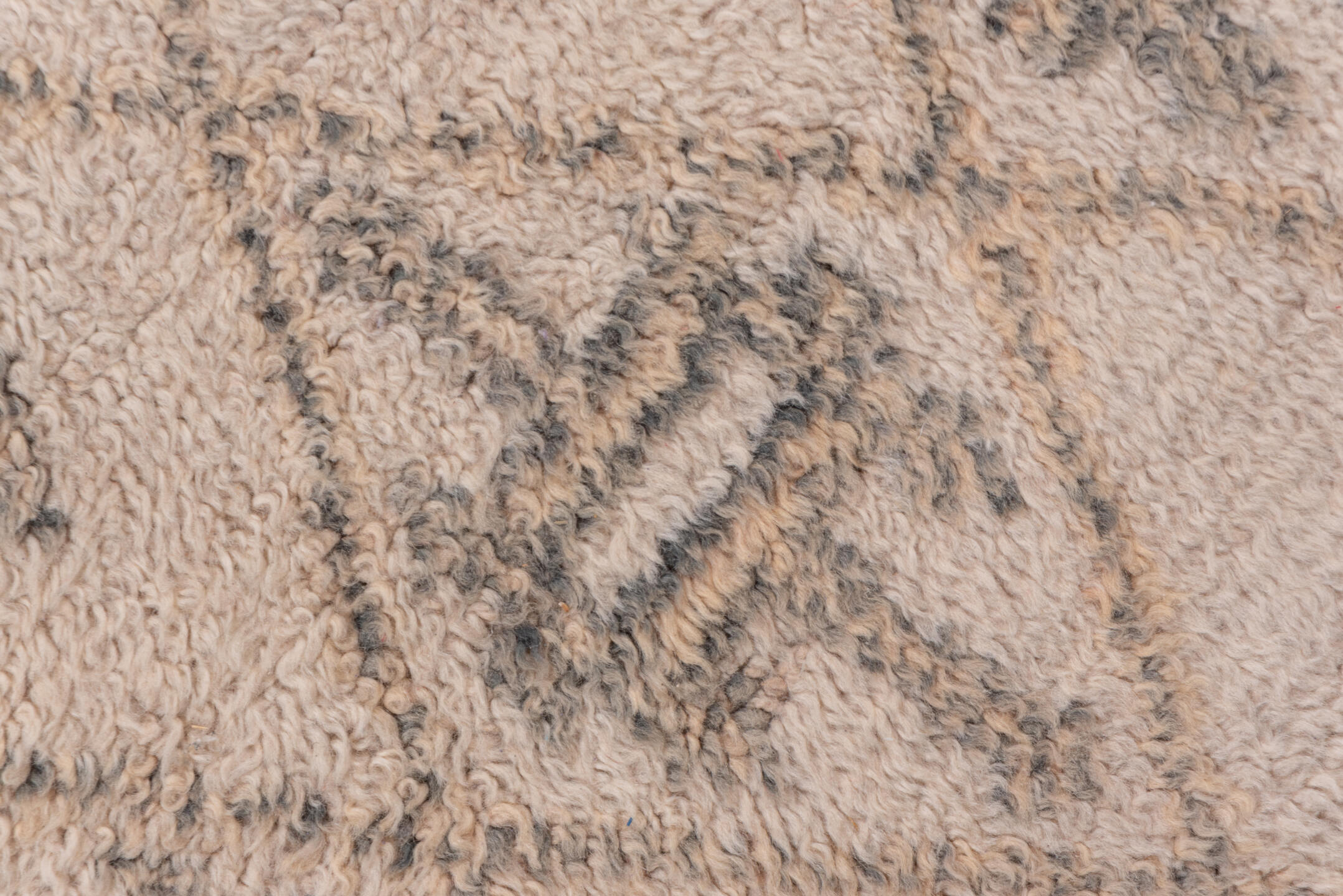 6' x 11' one-of-a-kind handmade vintage Moroccan large size rug. Color palette: ivory, charcoal, taupe, camel, gray, black