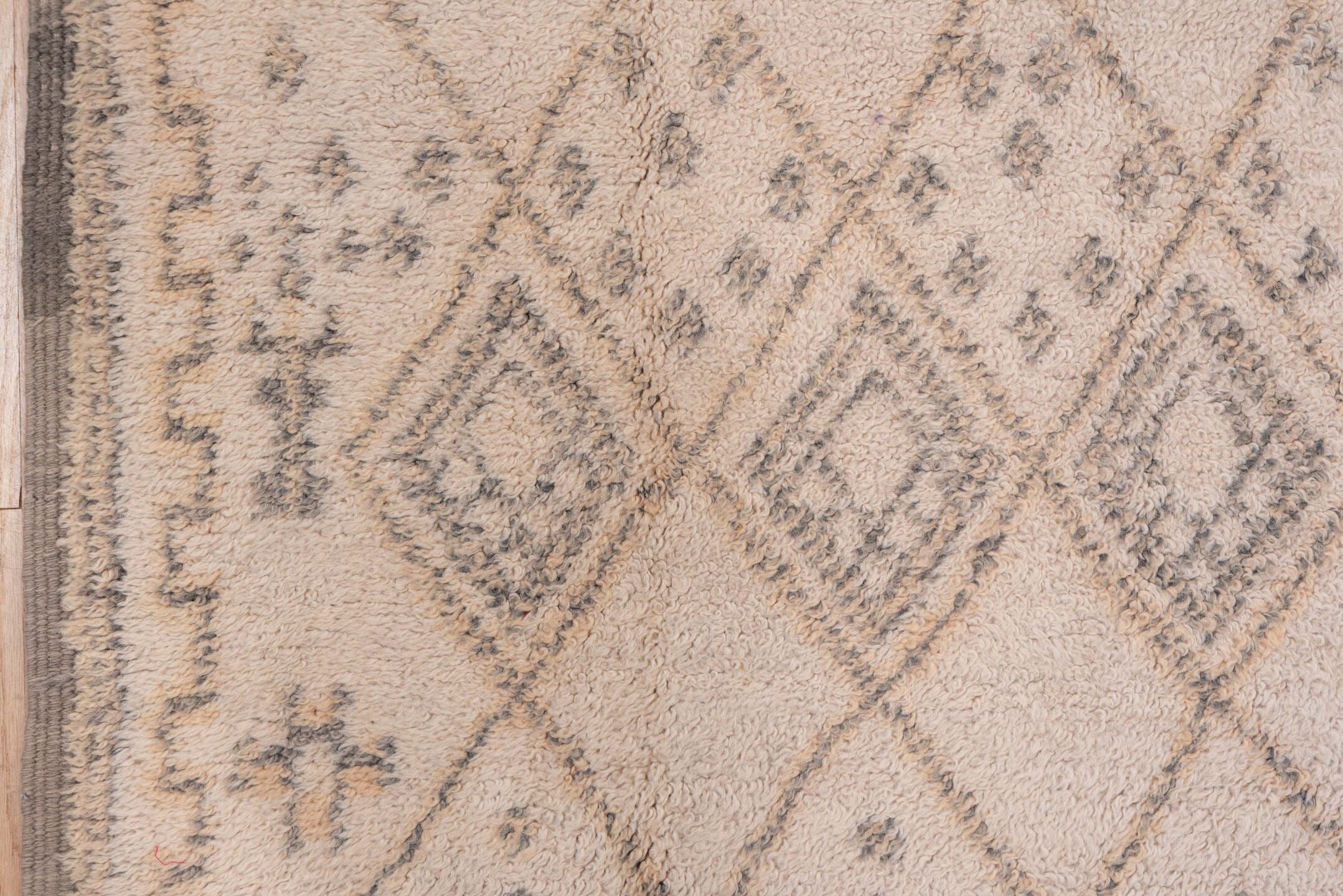 6' x 11' one-of-a-kind handmade vintage Moroccan large size rug. Color palette: ivory, charcoal, taupe, camel, gray, black