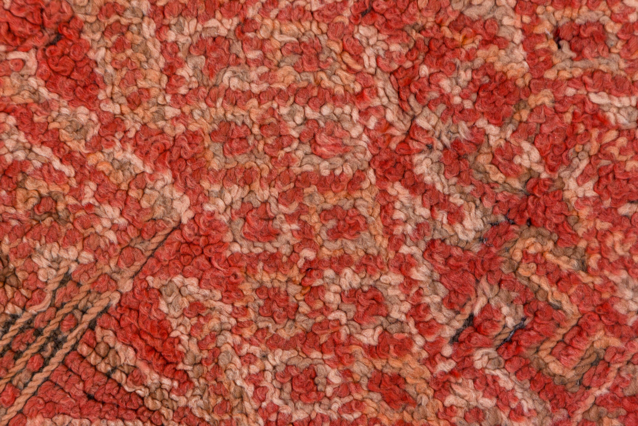 6' x 10' one-of-a-kind handmade vintage Moroccan large size rug. Color palette: brown, pink, red