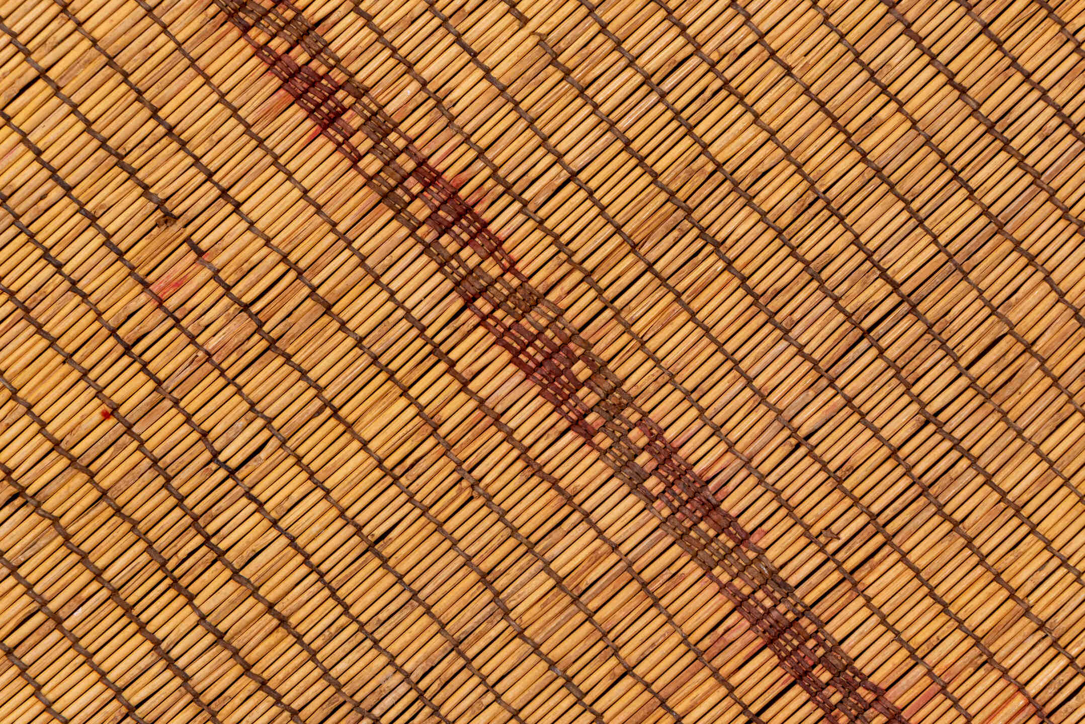 7' x 16' one-of-a-kind handmade vintage Tuareg rug. Color palette: brown, orange, yellow